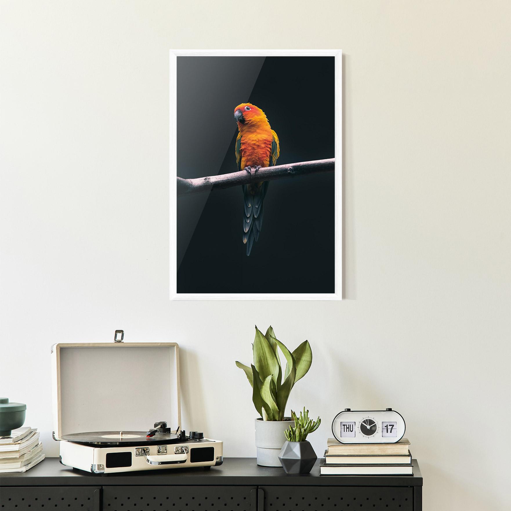 Gerahmte Poster Fire Parrot mockup 2