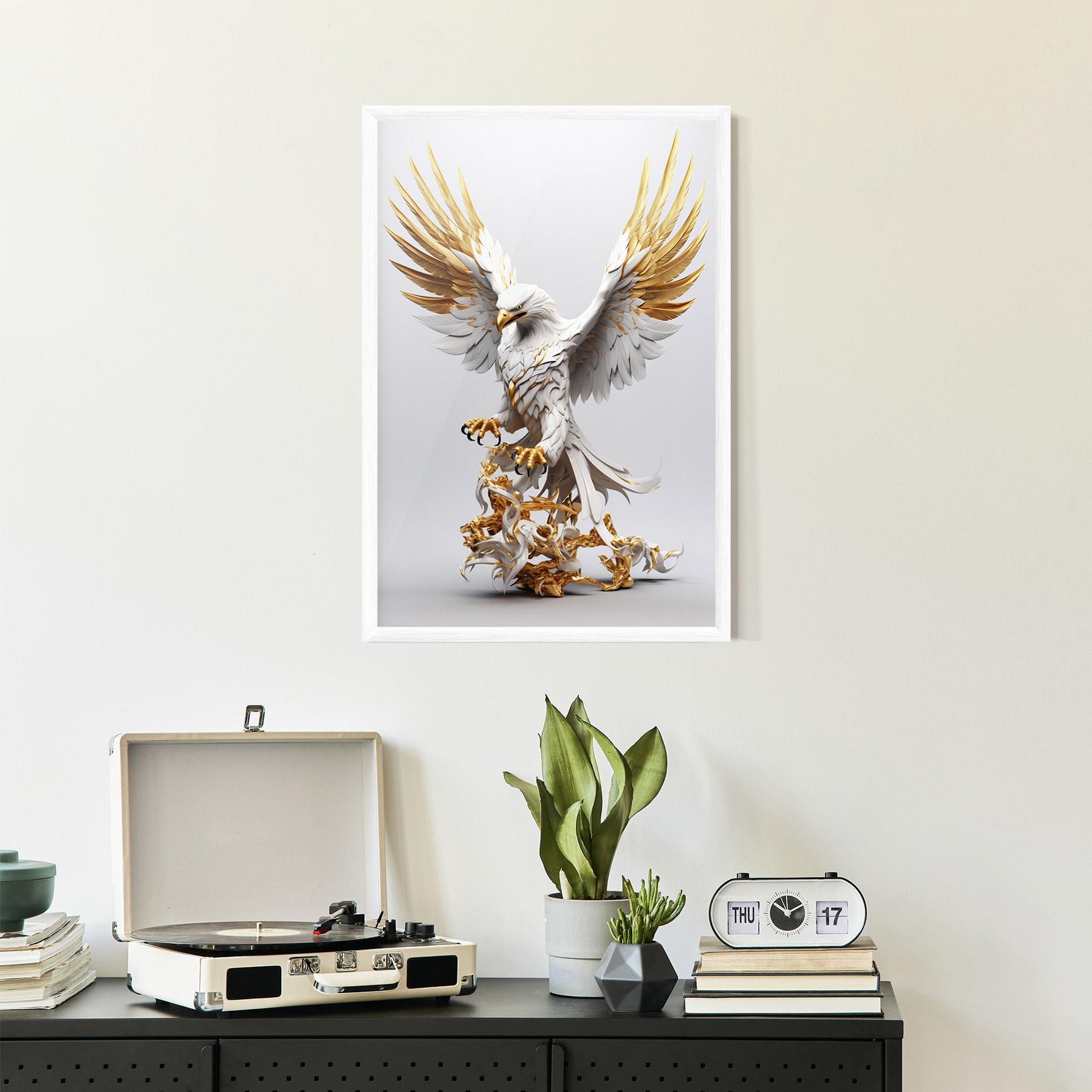 Gerahmte Poster Gold 3d Eagle mockup 2