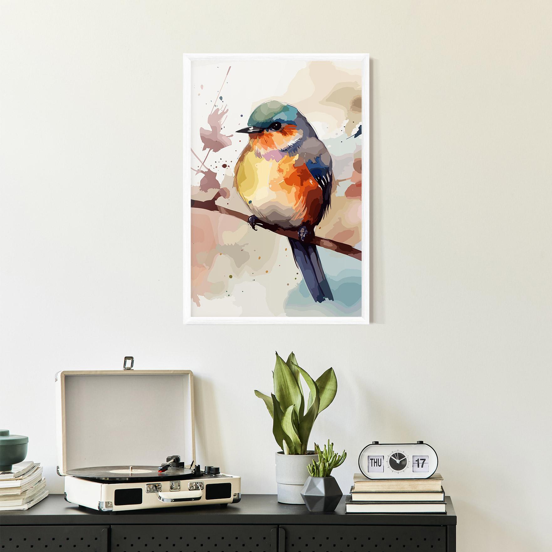 Gerahmte Poster Orange Purple Bird mockup 2