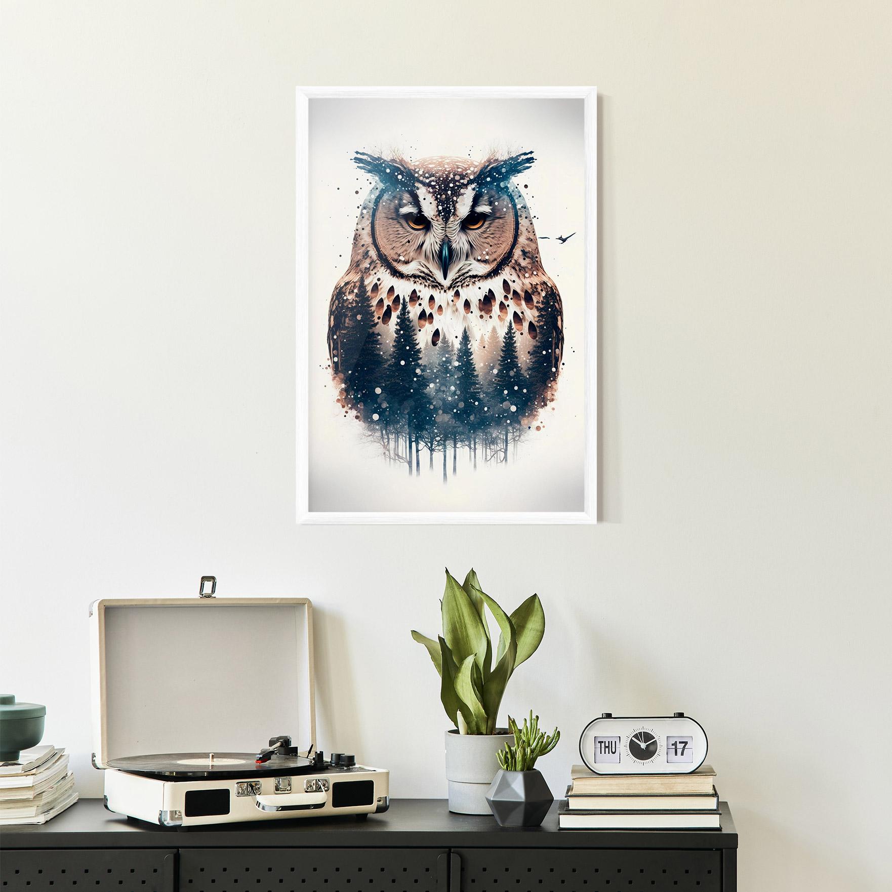 Gerahmte Poster Owl Portrait mockup 2