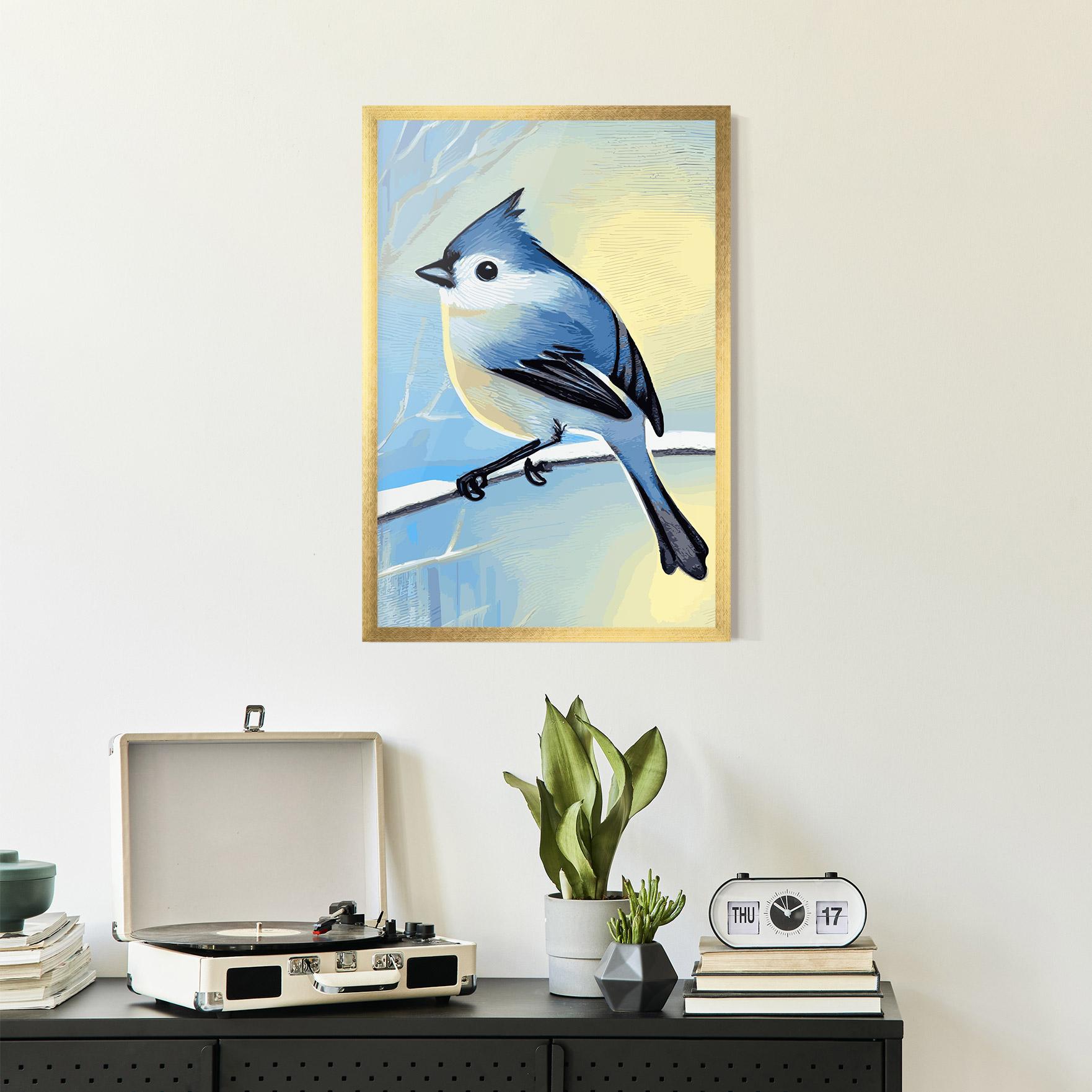 Gerahmte Poster Bird Winter Painting mockup 2