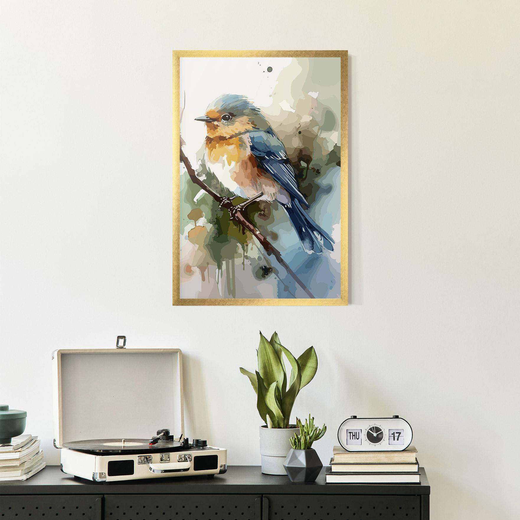 Gerahmte Poster Blue Pretty Bird mockup 2