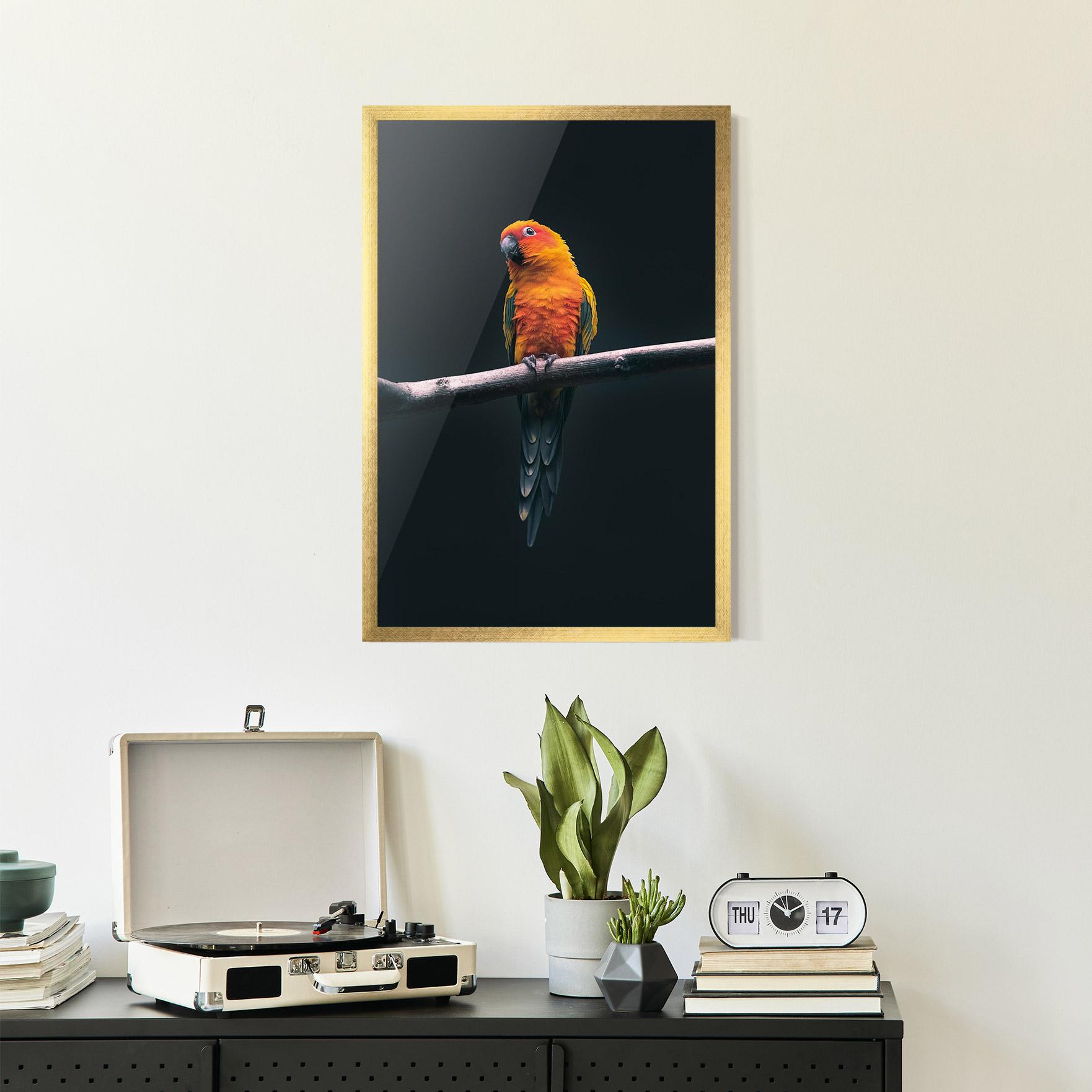 Gerahmte Poster Fire Parrot mockup 2