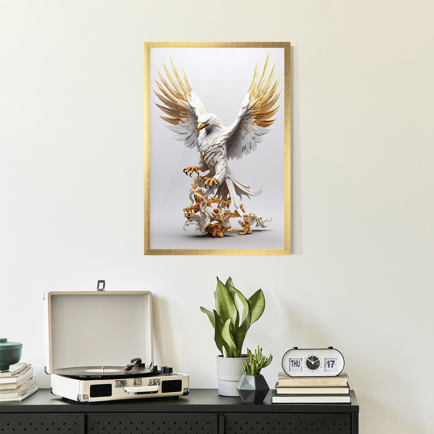 Gerahmte Poster Gold 3d Eagle mockup 2