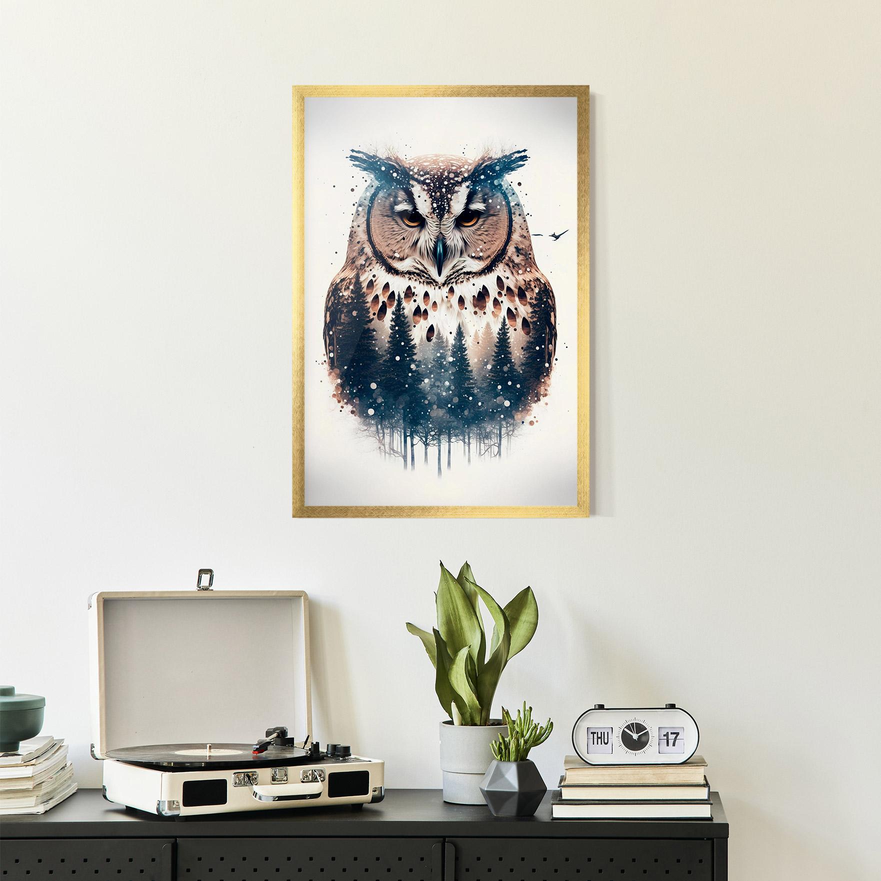 Gerahmte Poster Owl Portrait mockup 2