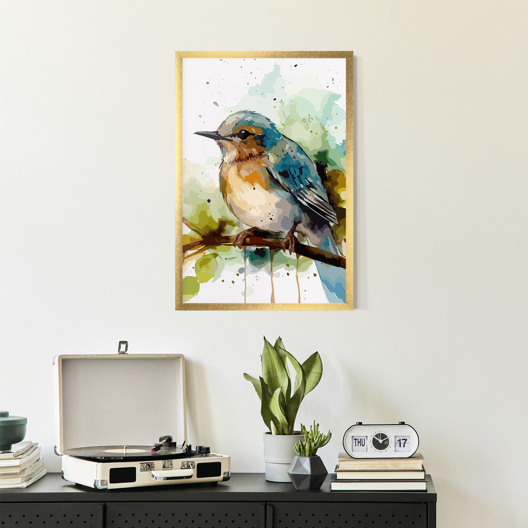 Gerahmte Poster Pretty Blue Bird mockup 2