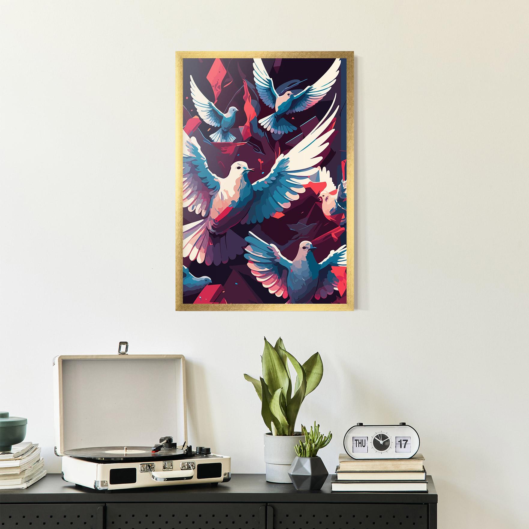 Gerahmte Poster Pretty Dove Family mockup 2