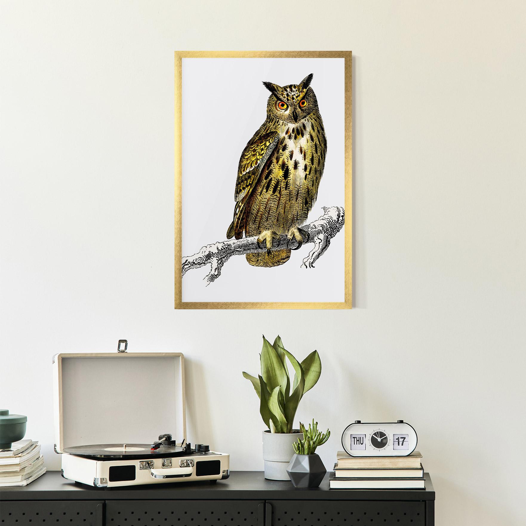 Gerahmte Poster Yellow Owl mockup 2