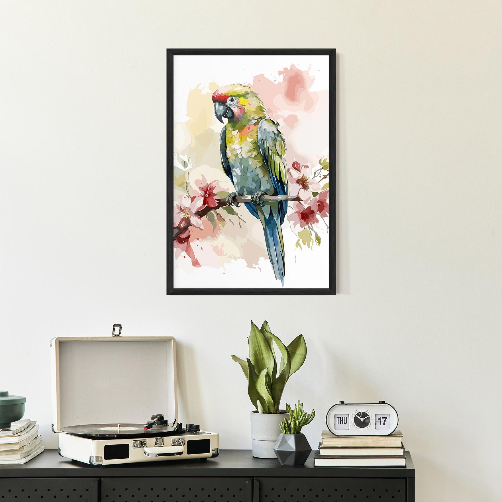 Gerahmte Poster Beautiful Parrot mockup 2