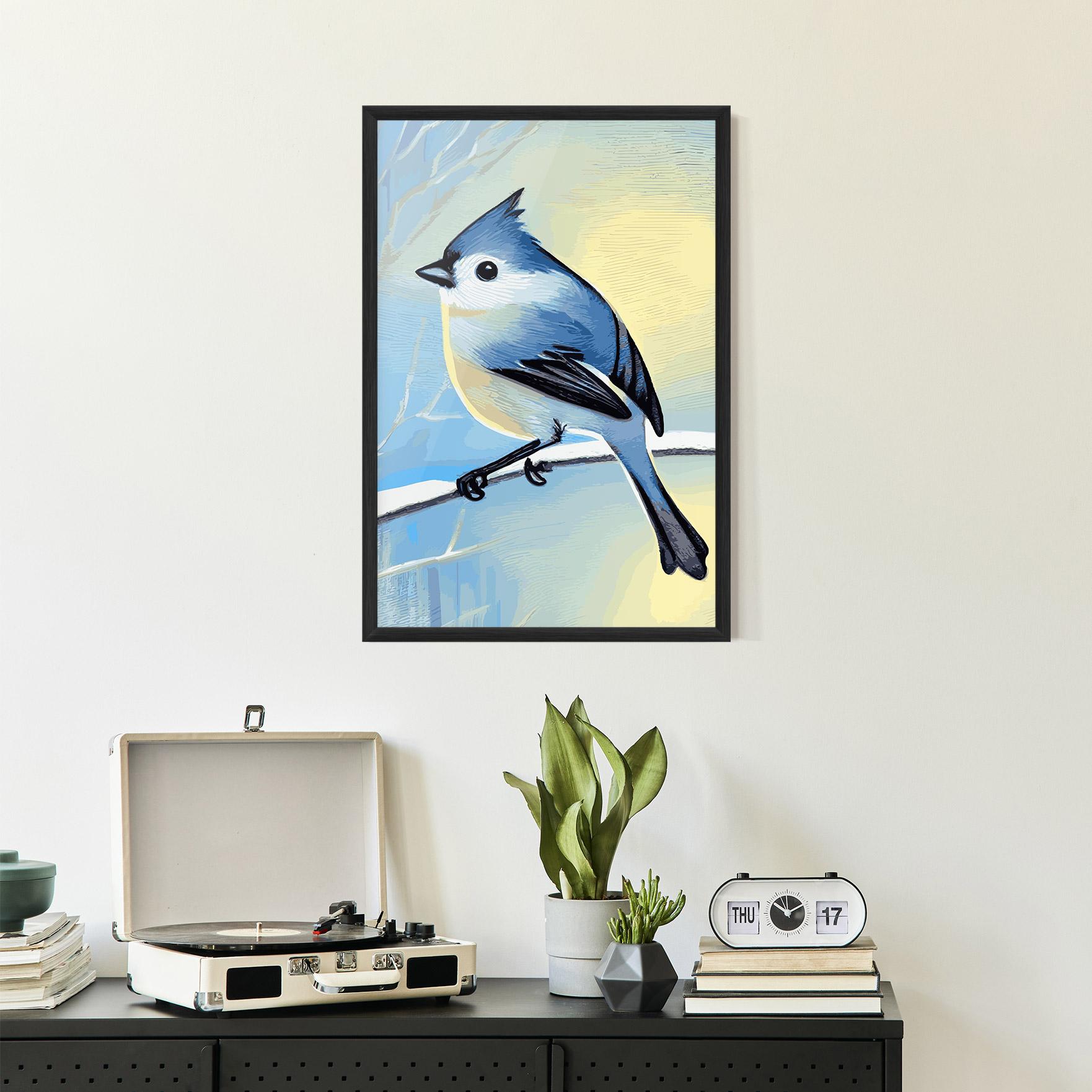 Gerahmte Poster Bird Winter Painting mockup 2