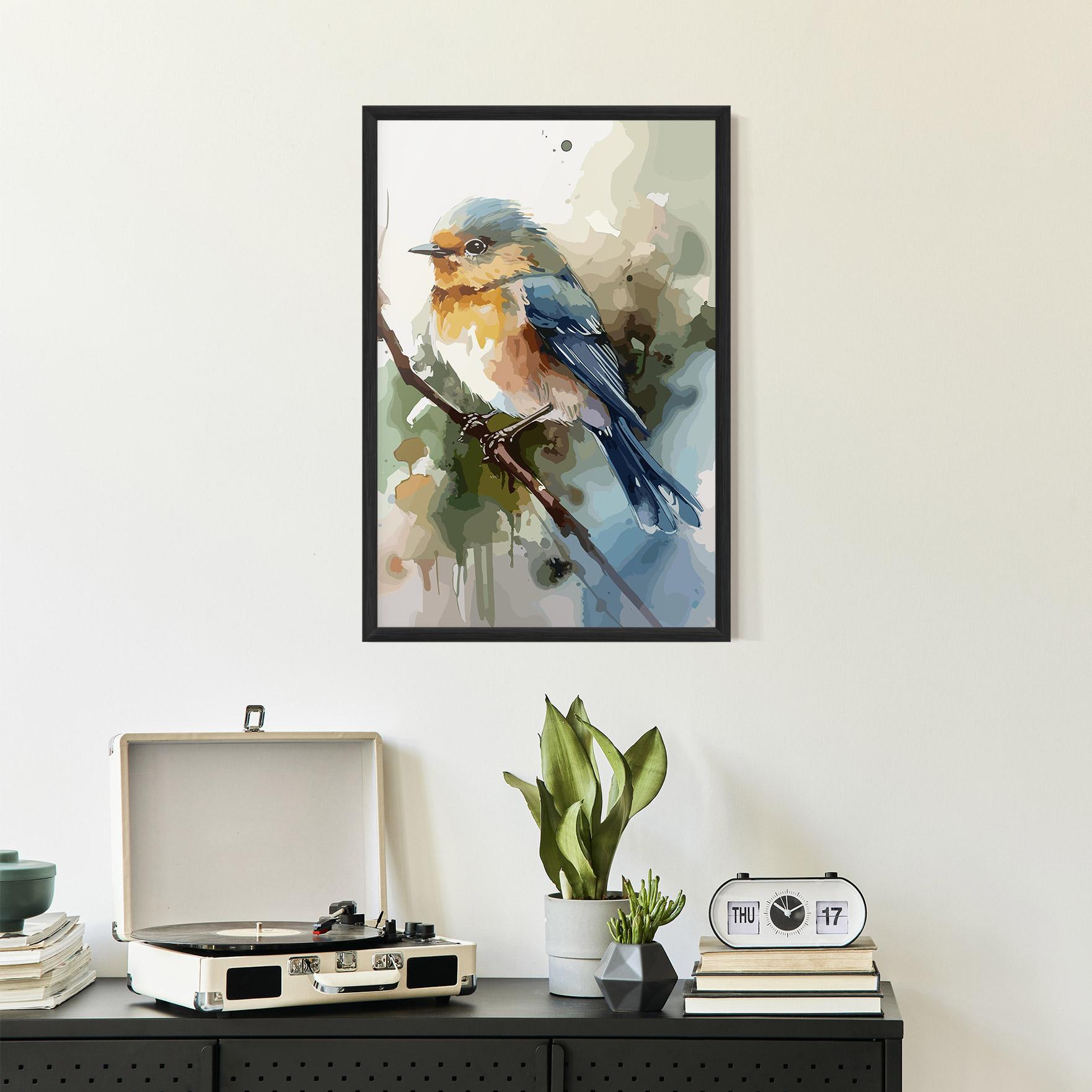 Gerahmte Poster Blue Pretty Bird mockup 2