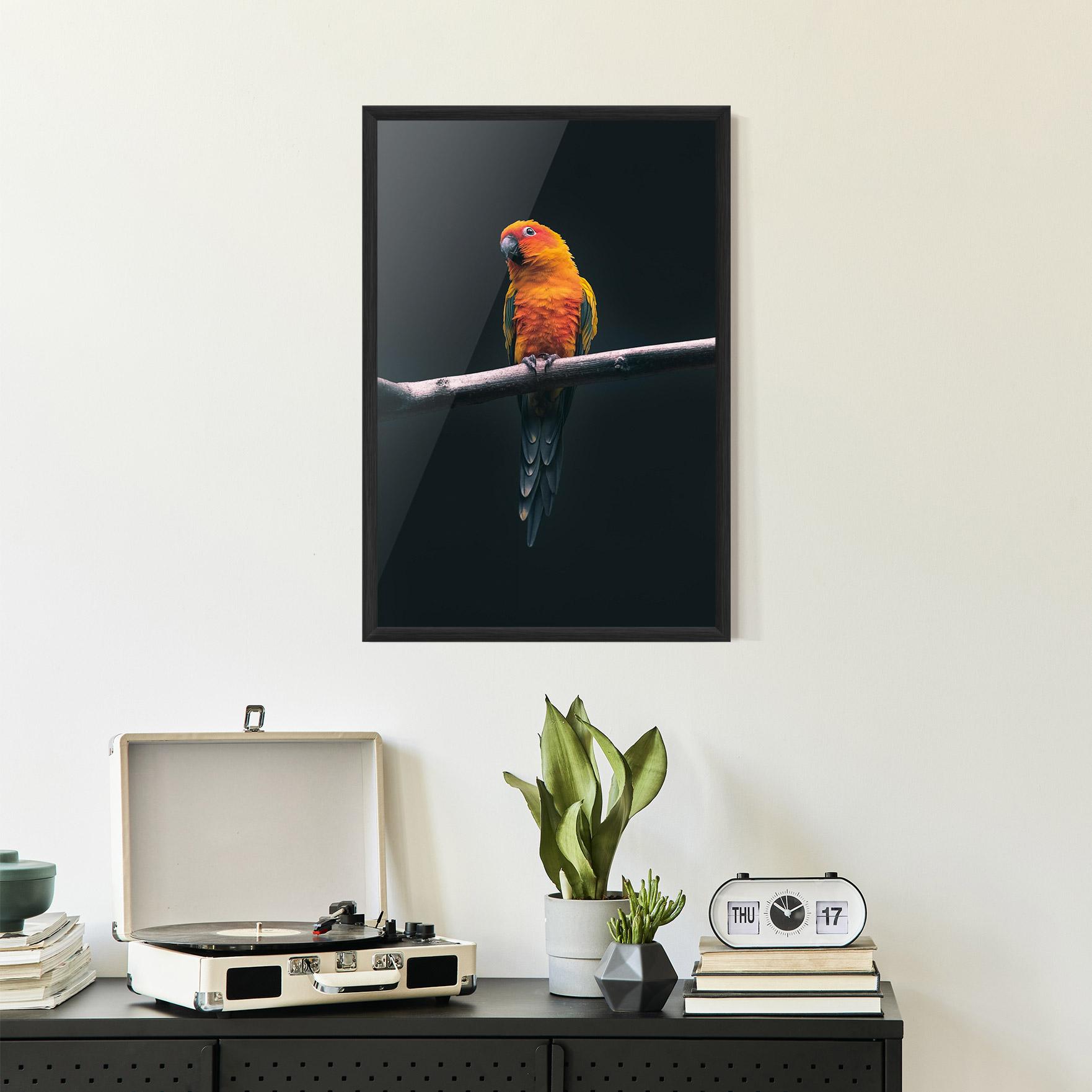 Gerahmte Poster Fire Parrot mockup 2