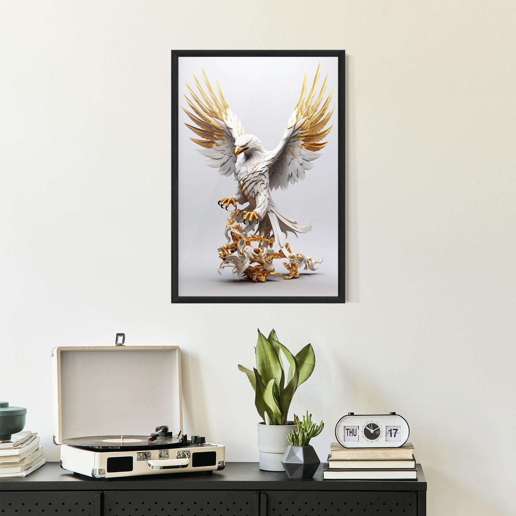 Gerahmte Poster Gold 3d Eagle mockup 2