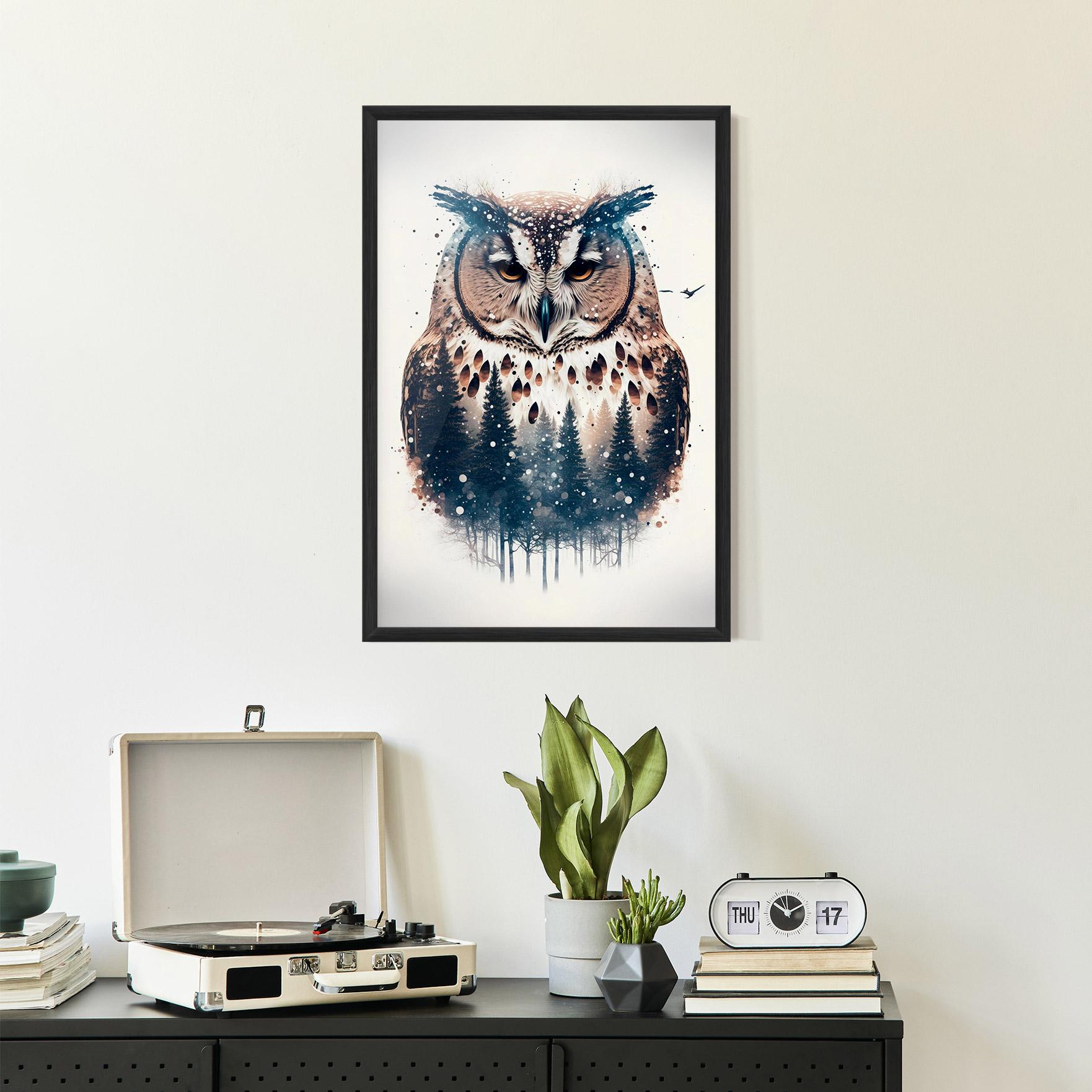 Gerahmte Poster Owl Portrait mockup 2