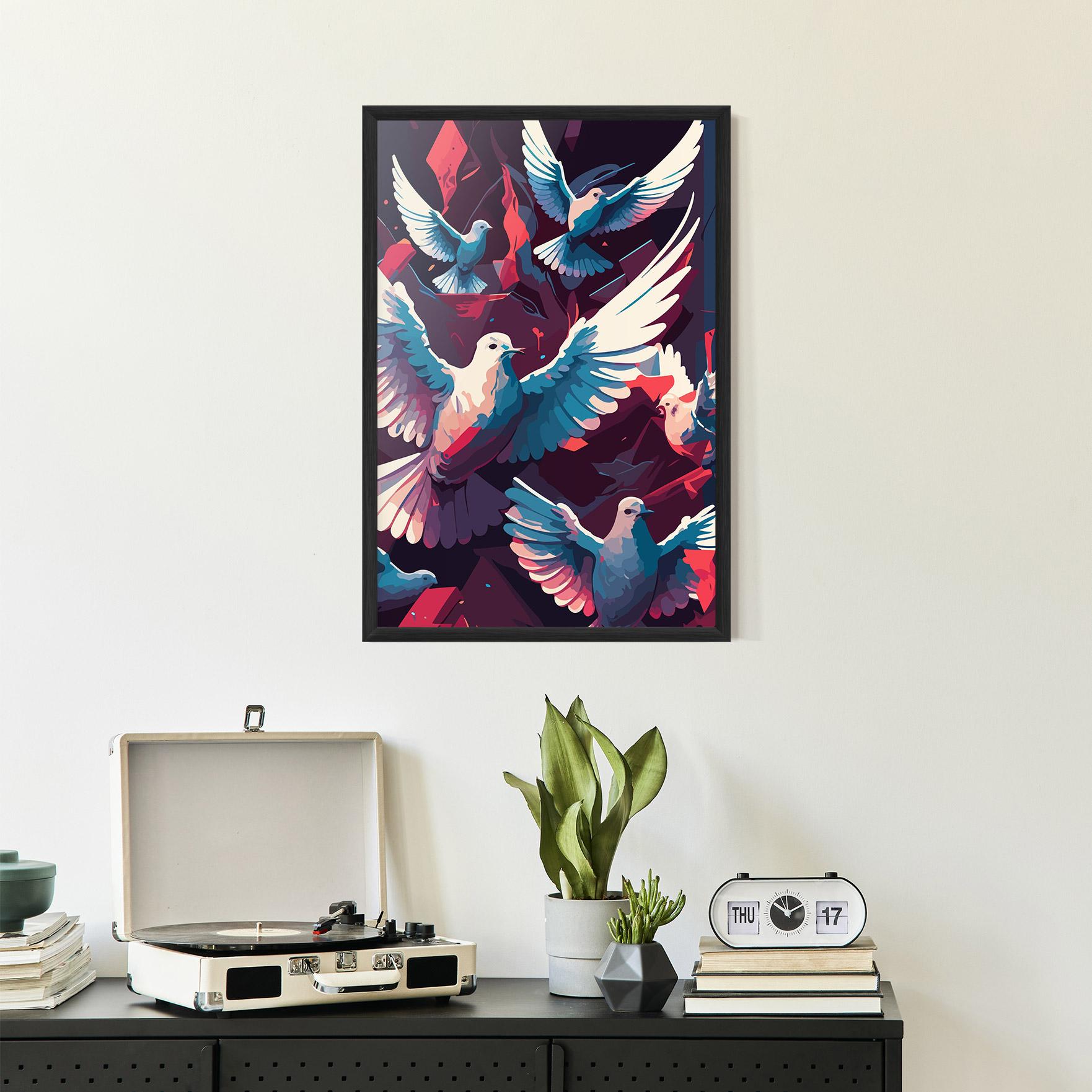 Gerahmte Poster Pretty Dove Family mockup 2