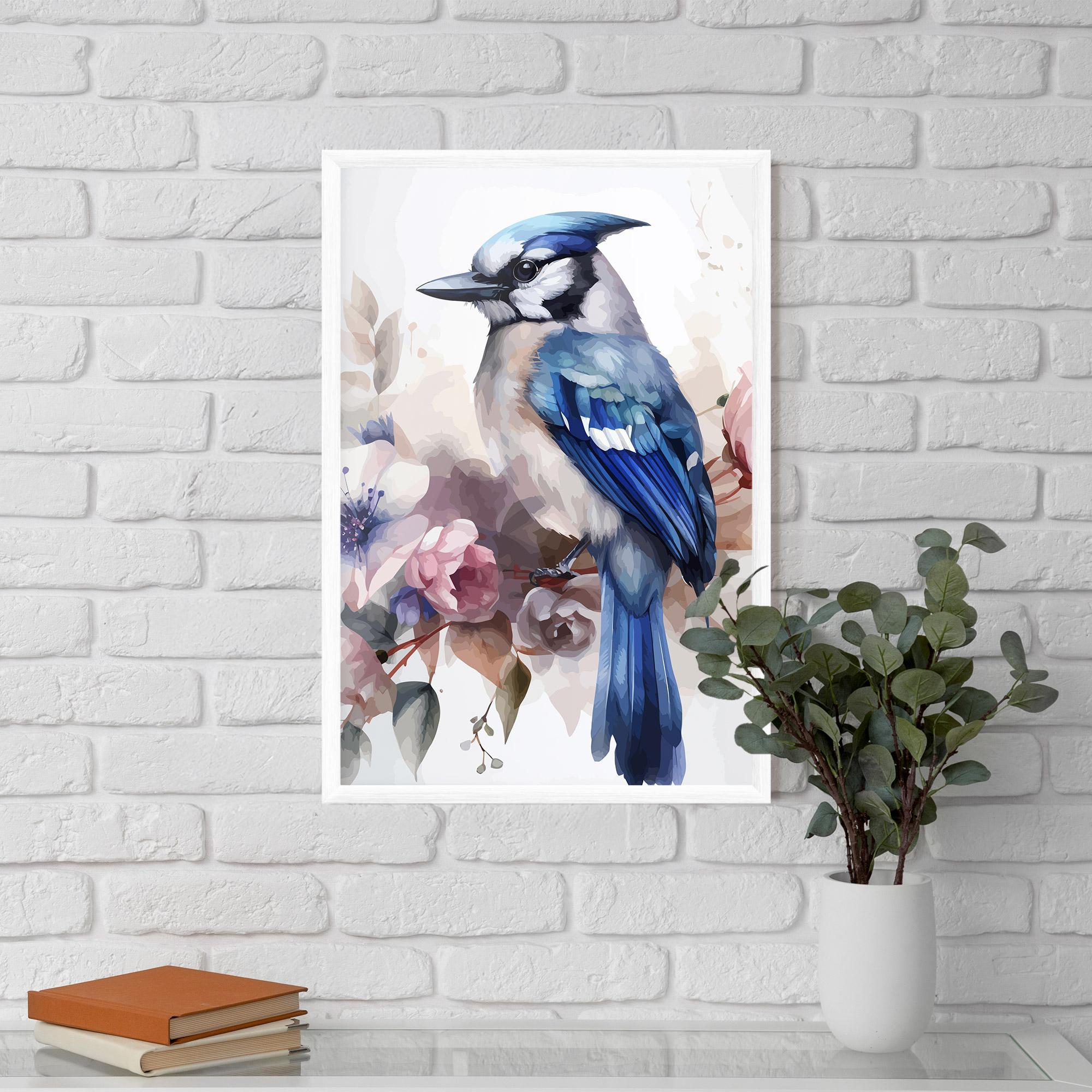 Gerahmte Poster Bird Pretty Blue mockup 5
