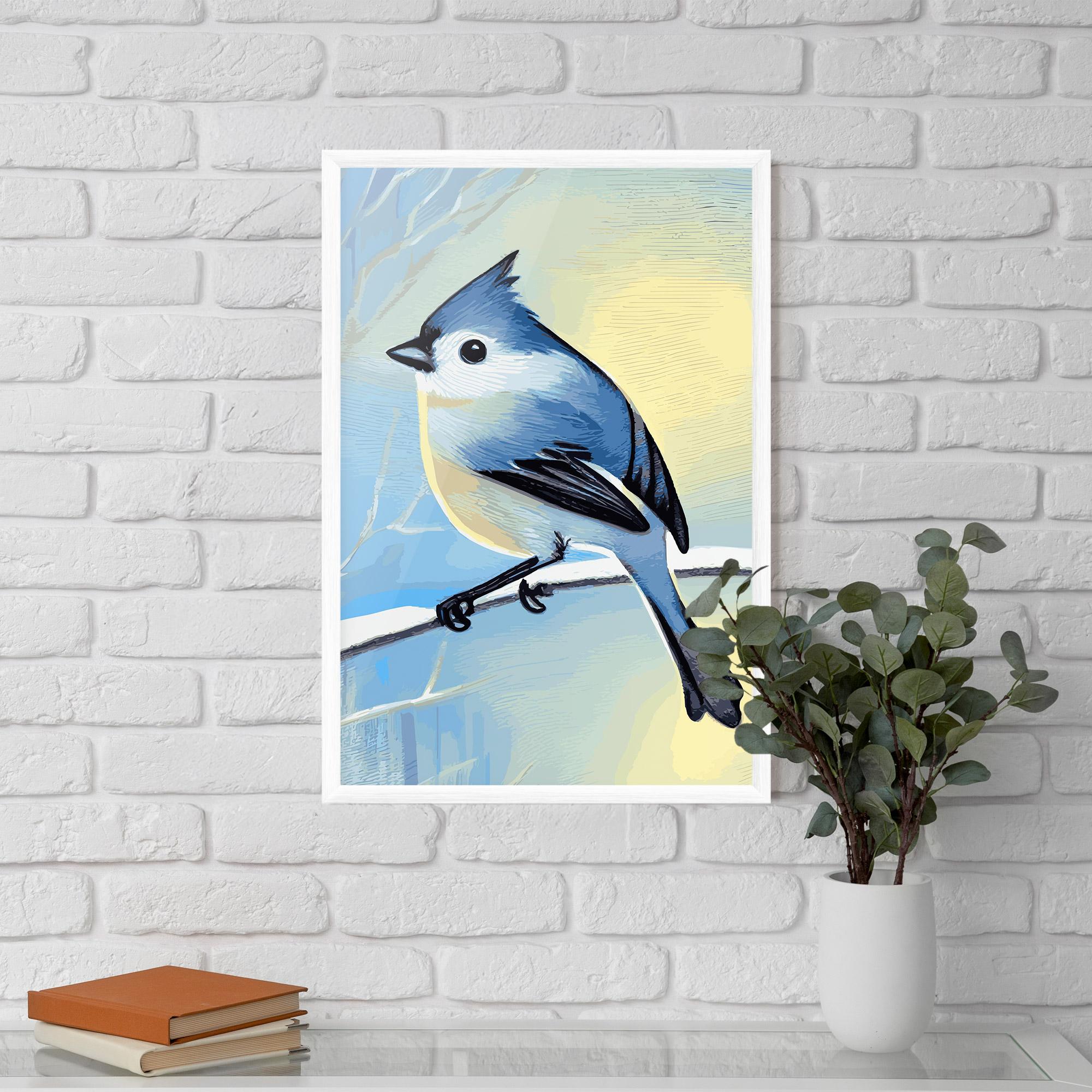 Gerahmte Poster Bird Winter Painting mockup 5