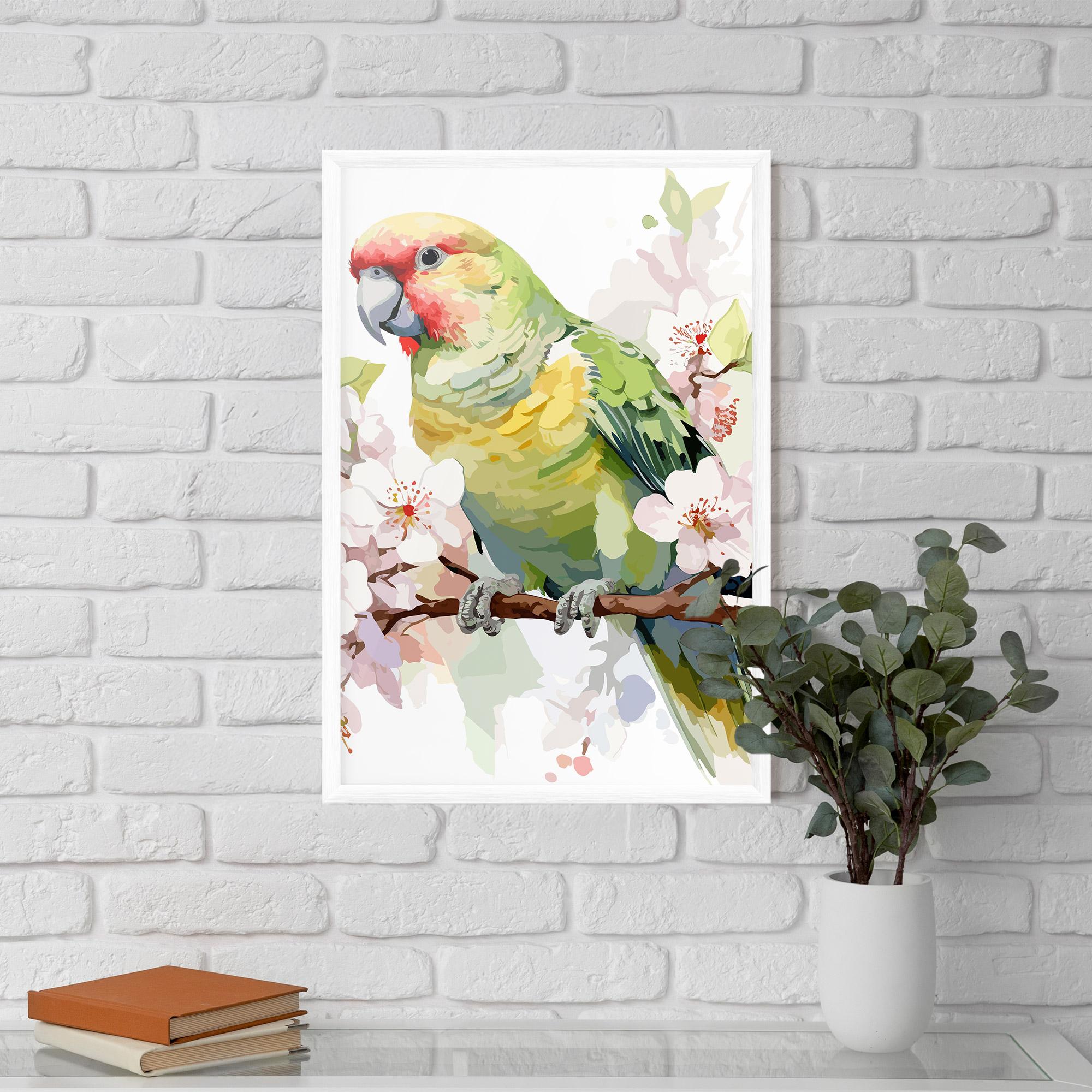 Gerahmte Poster Cute Green Parrot mockup 5