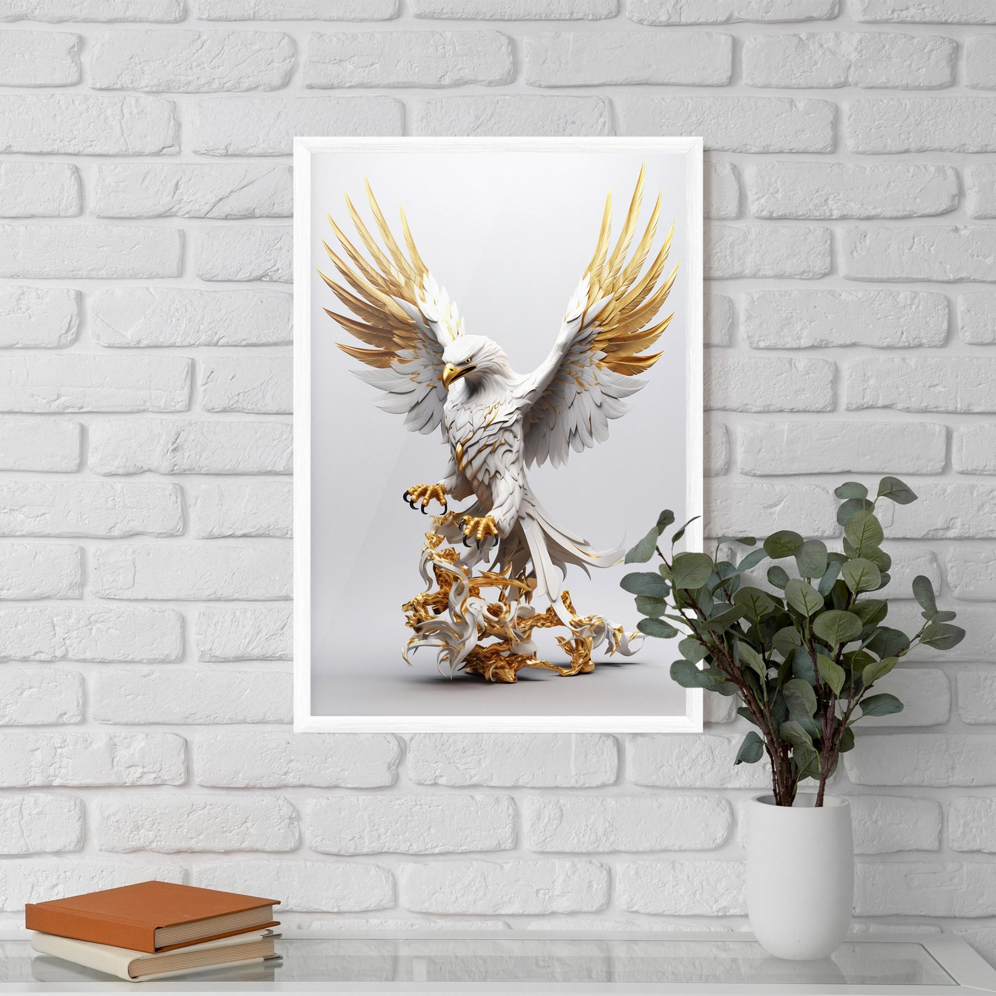 Gerahmte Poster Gold 3d Eagle mockup 5