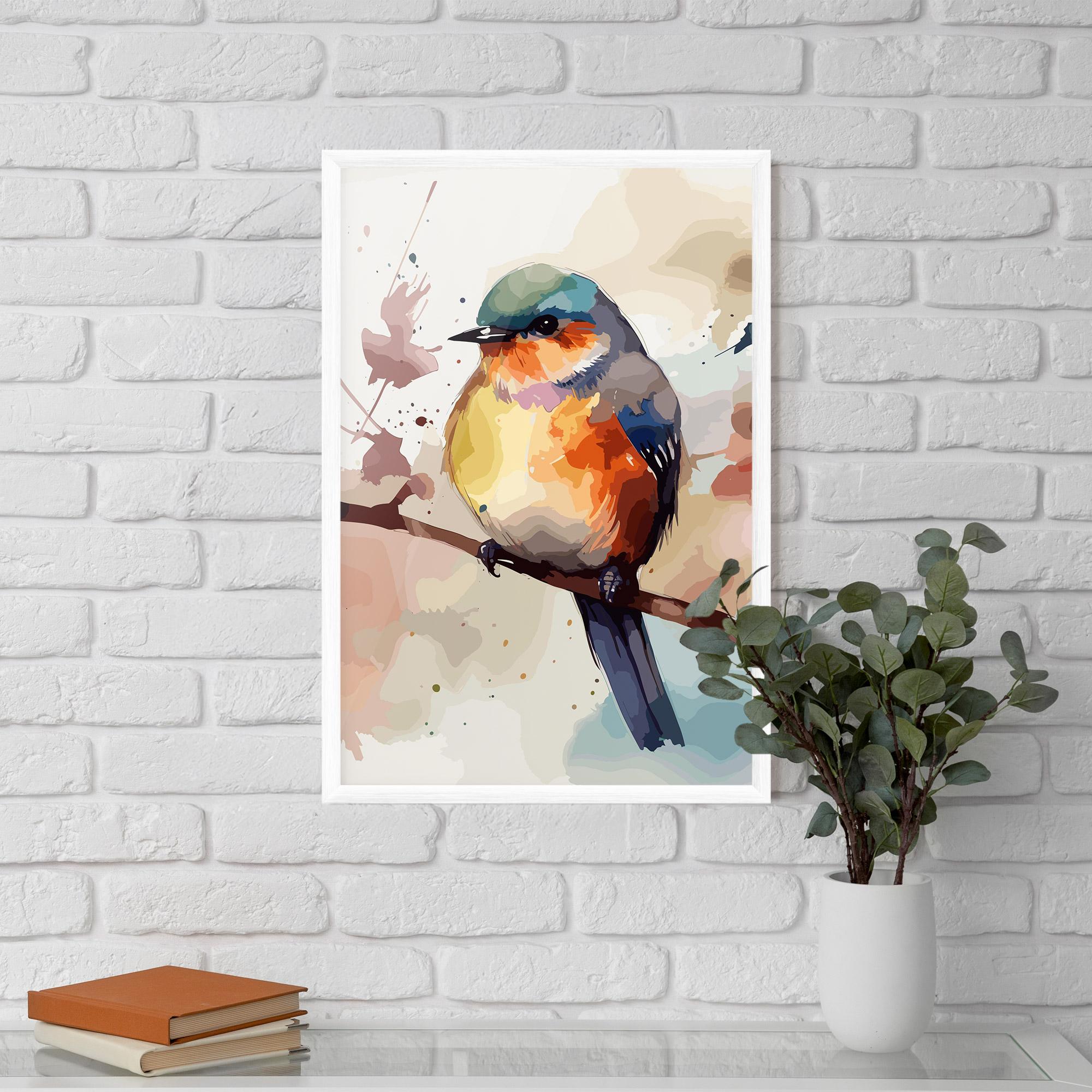 Gerahmte Poster Orange Purple Bird mockup 5