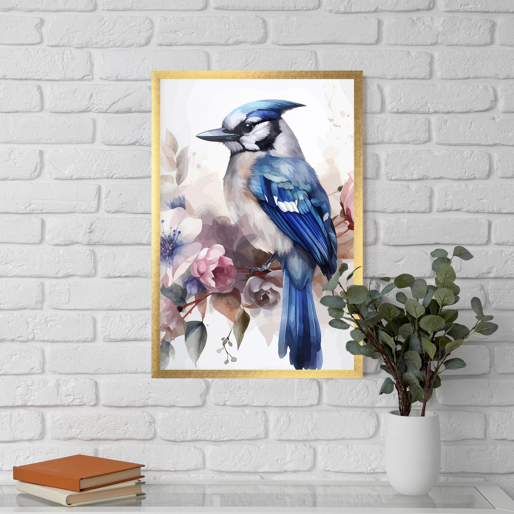 Gerahmte Poster Bird Pretty Blue mockup 5