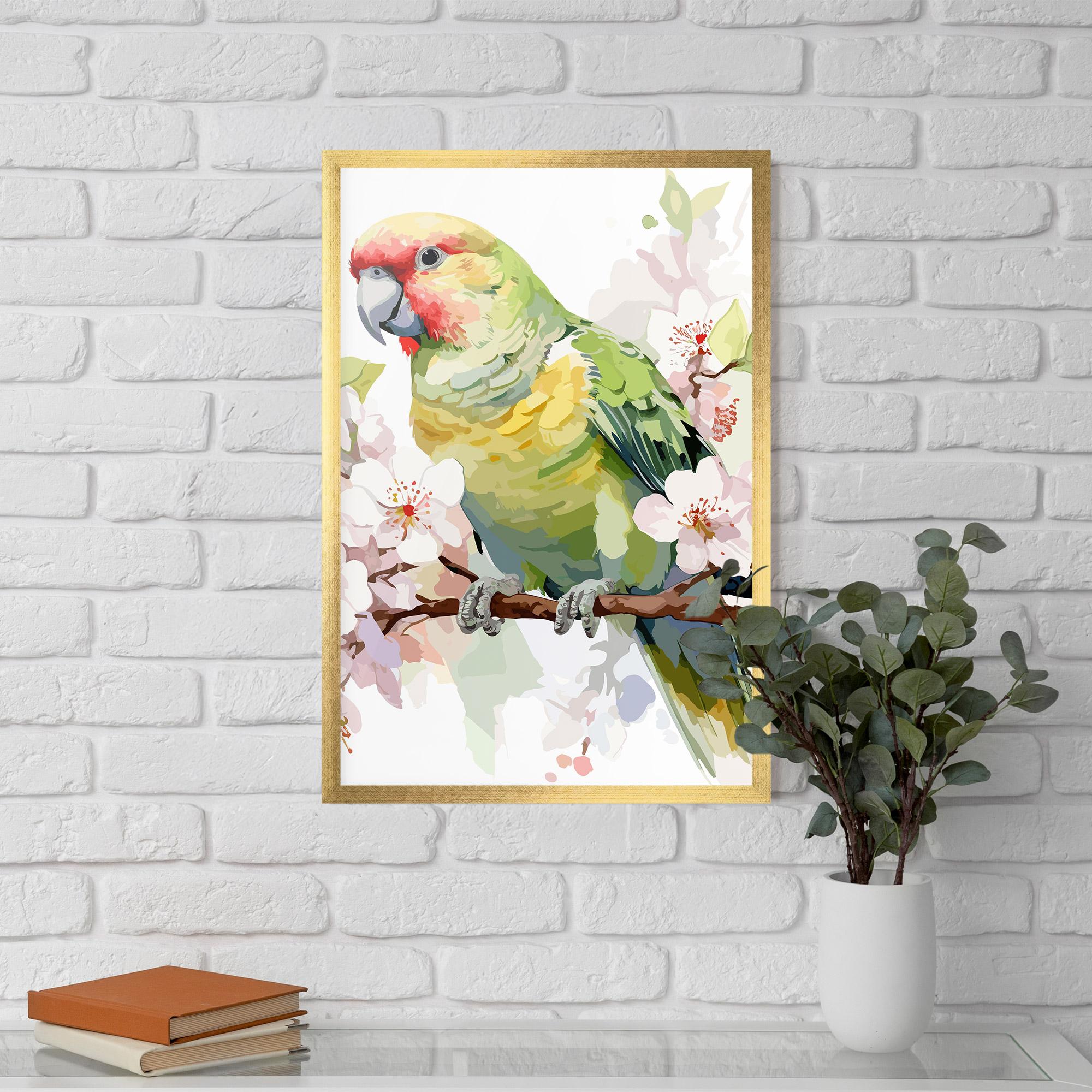 Gerahmte Poster Cute Green Parrot mockup 5