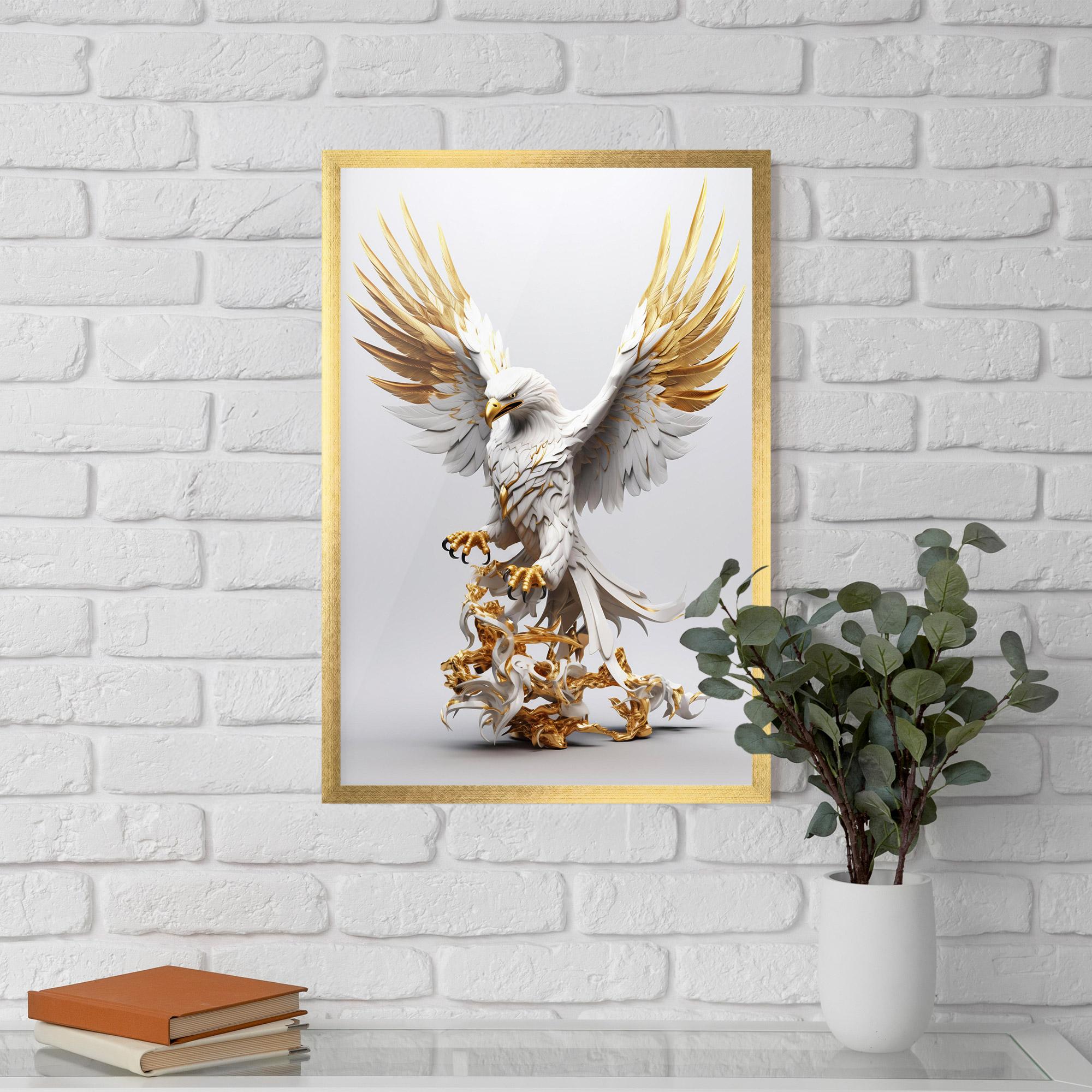Gerahmte Poster Gold 3d Eagle mockup 5