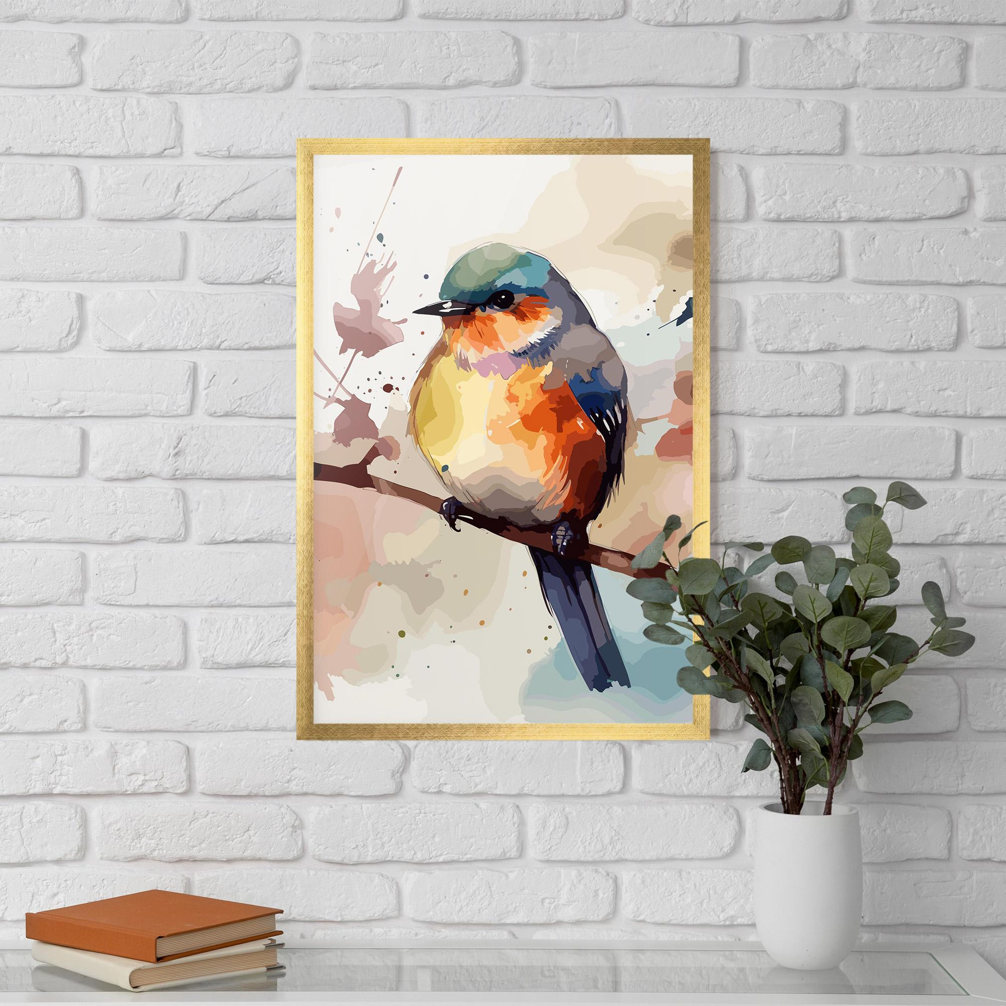 Gerahmte Poster Orange Purple Bird mockup 5