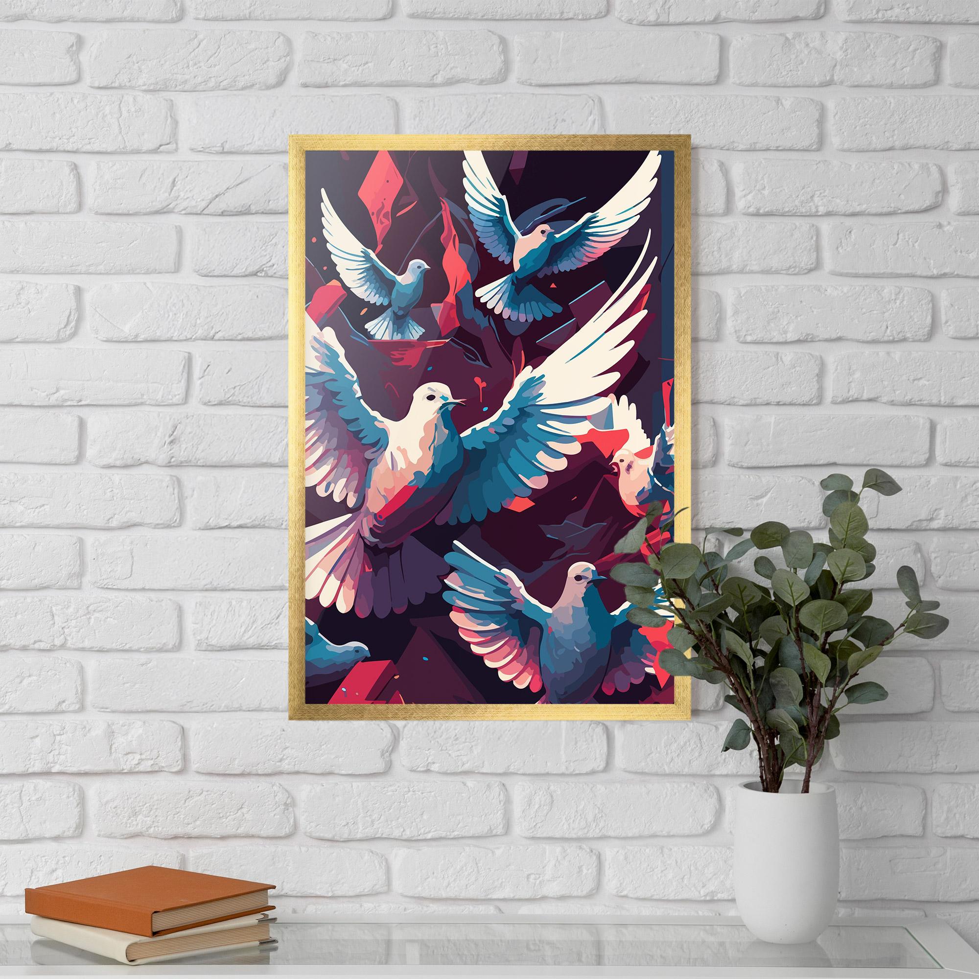 Gerahmte Poster Pretty Dove Family mockup 5