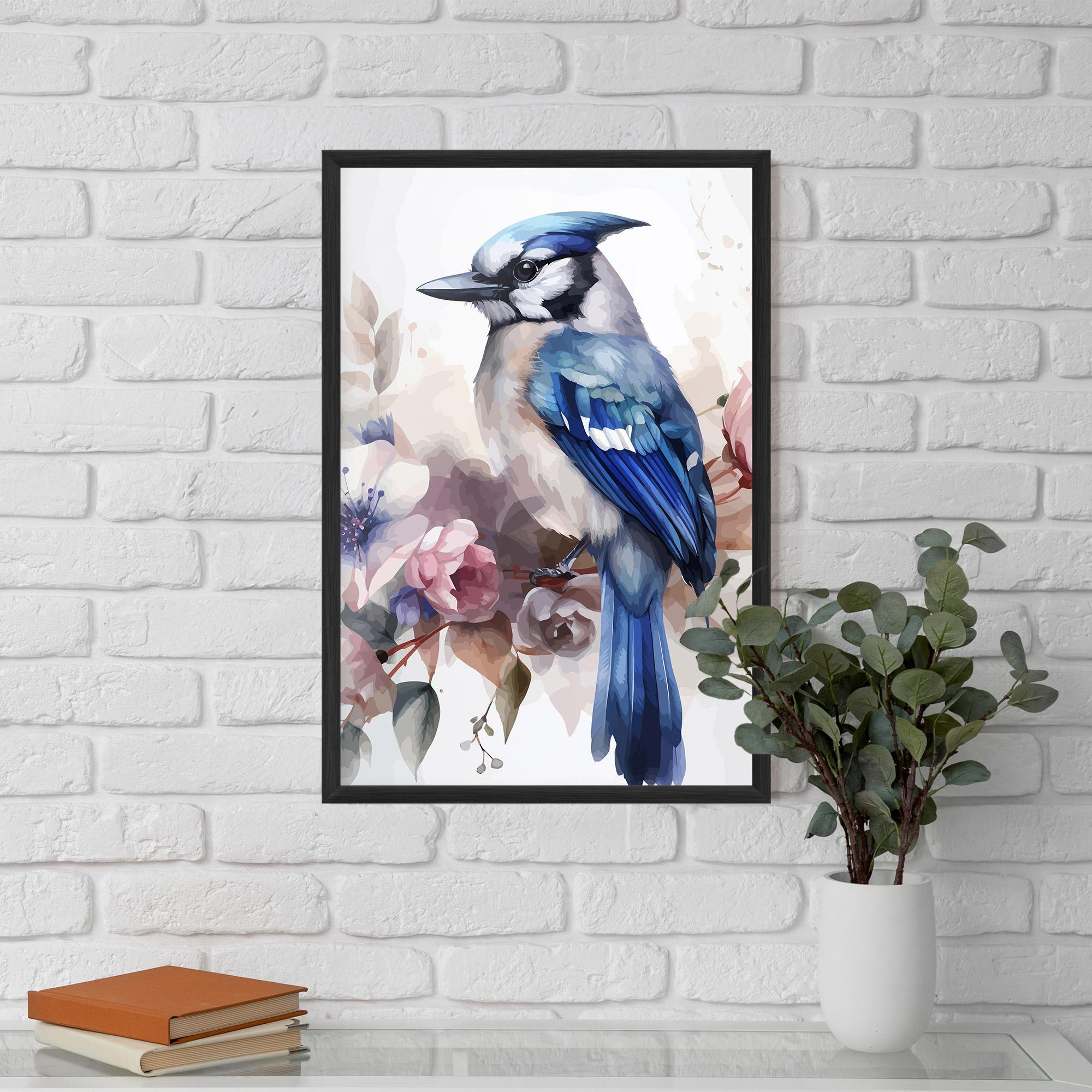 Gerahmte Poster Bird Pretty Blue mockup 5