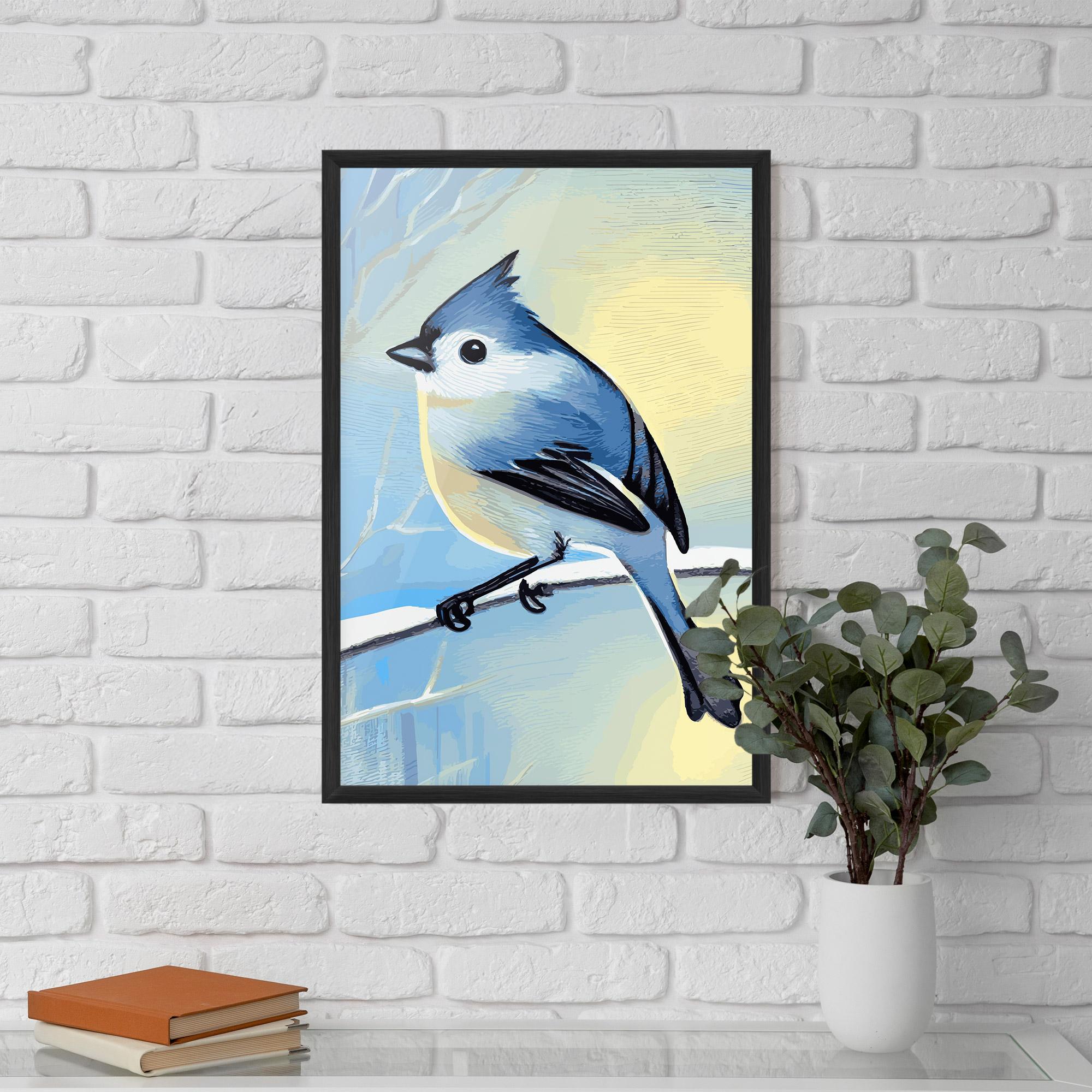 Gerahmte Poster Bird Winter Painting mockup 5