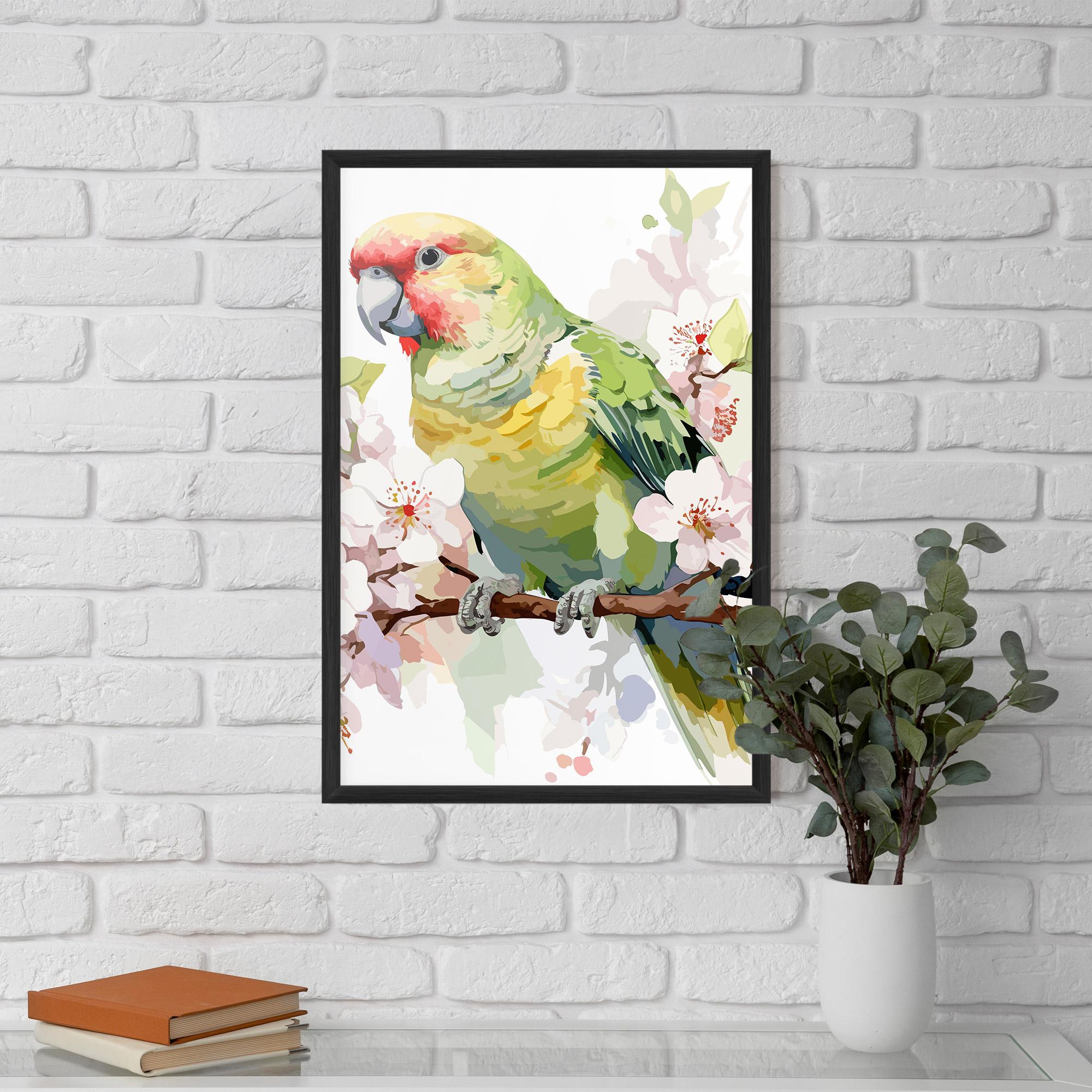 Gerahmte Poster Cute Green Parrot mockup 5