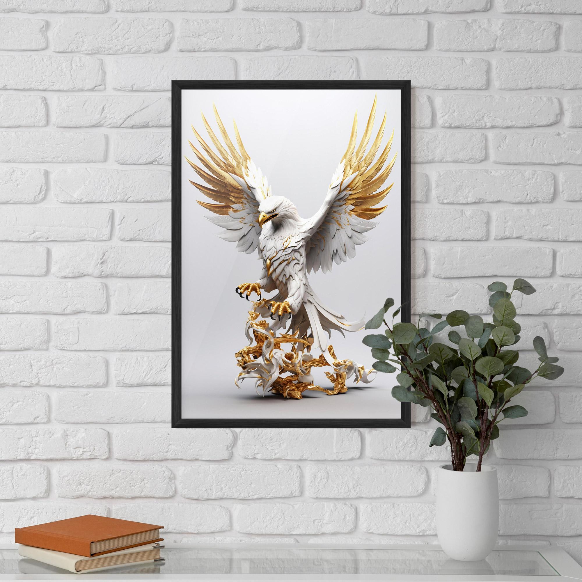 Gerahmte Poster Gold 3d Eagle mockup 5