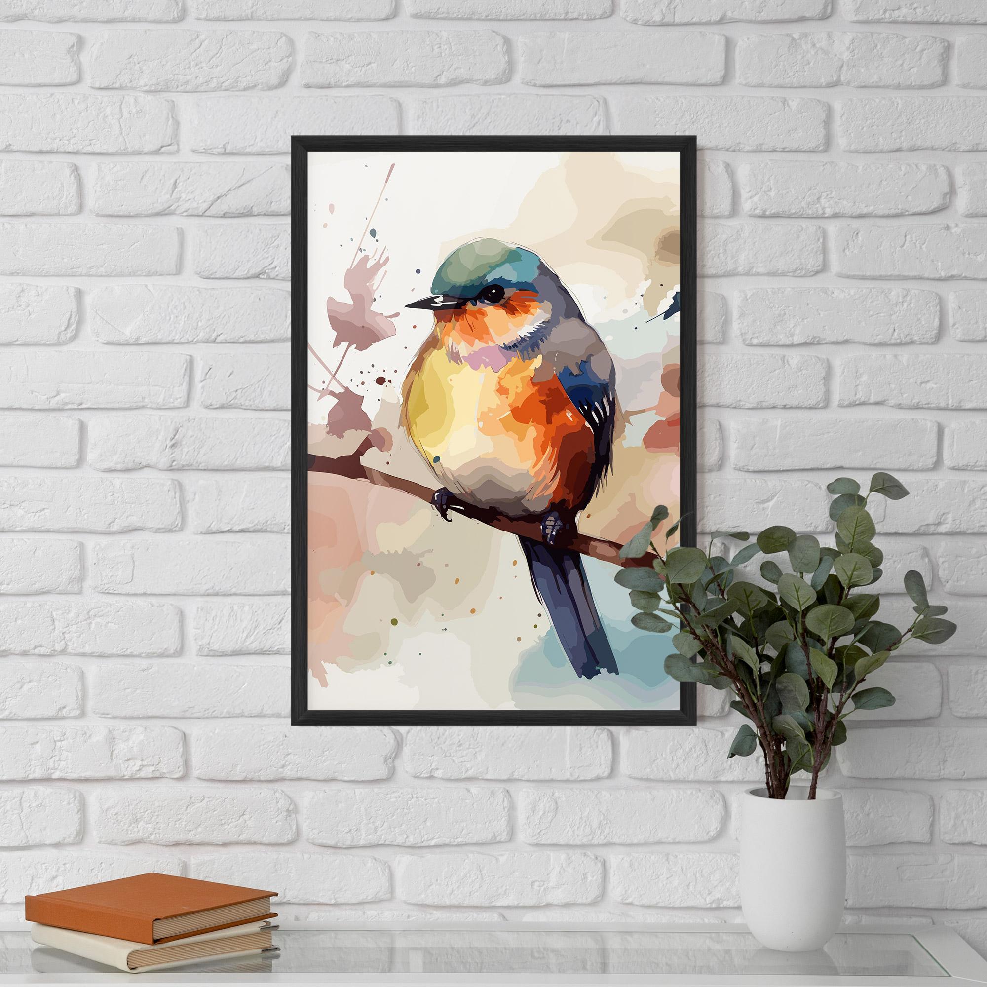 Gerahmte Poster Orange Purple Bird mockup 5