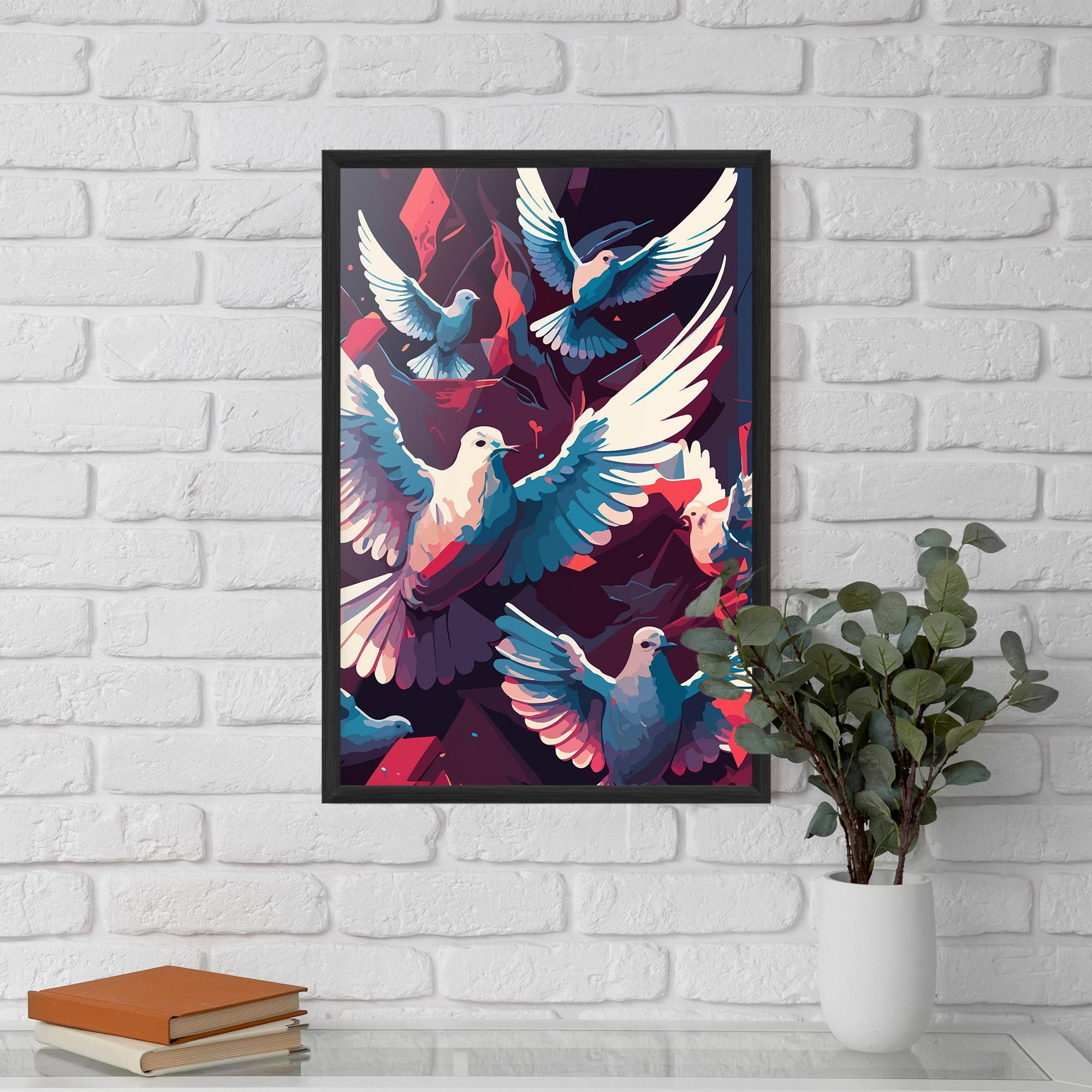 Gerahmte Poster Pretty Dove Family mockup 5