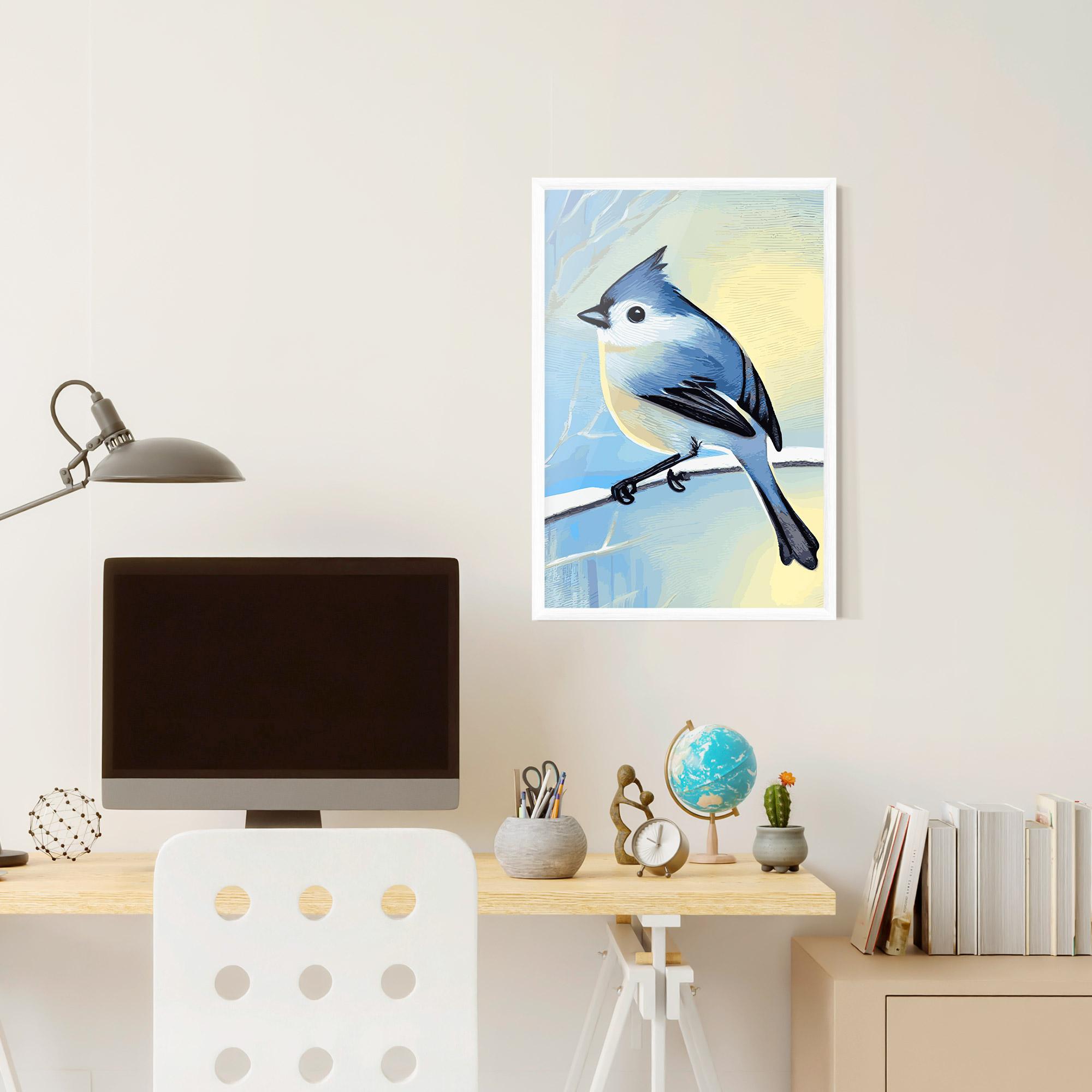 Gerahmte Poster Bird Winter Painting mockup 6