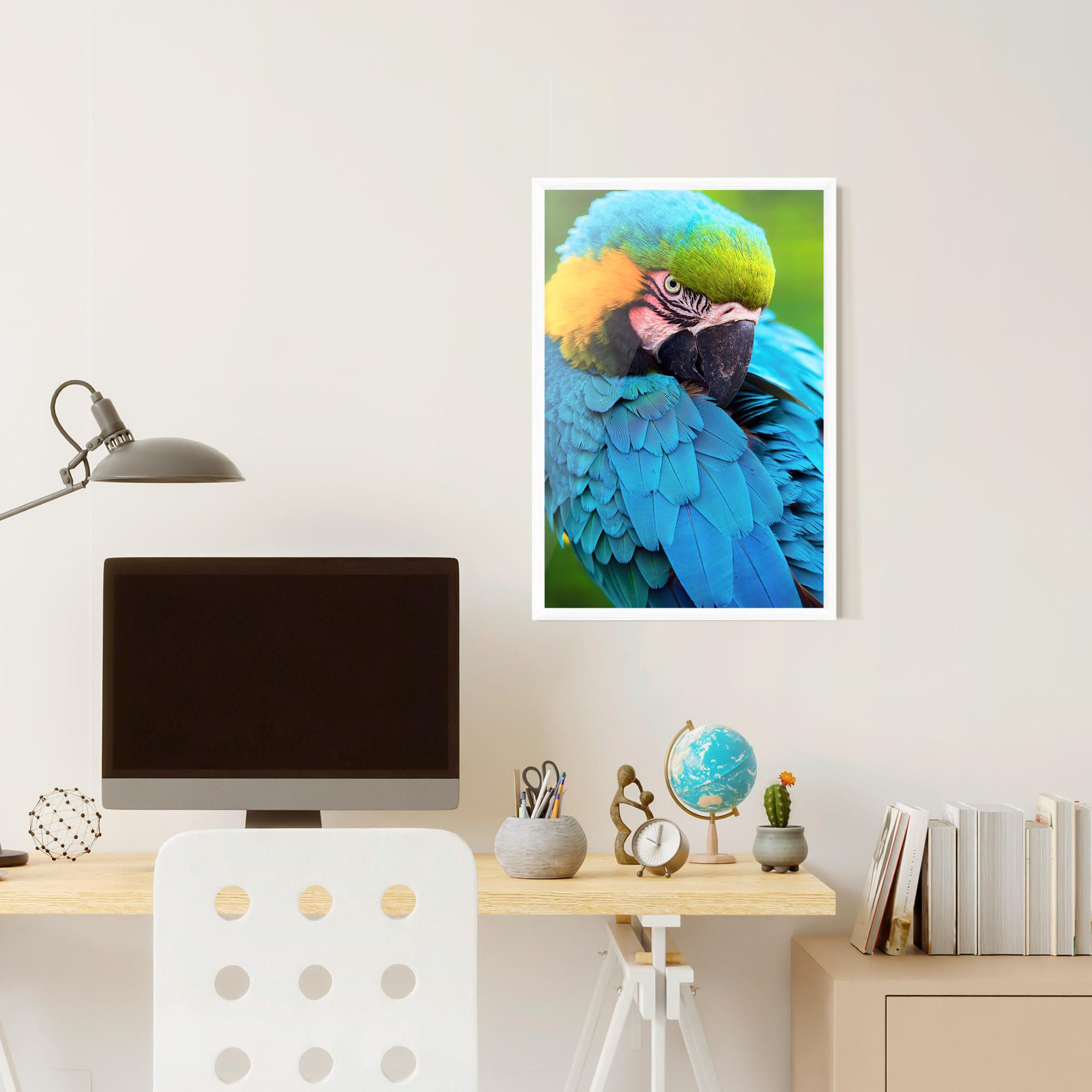 Gerahmte Poster Blue Parrot mockup 6