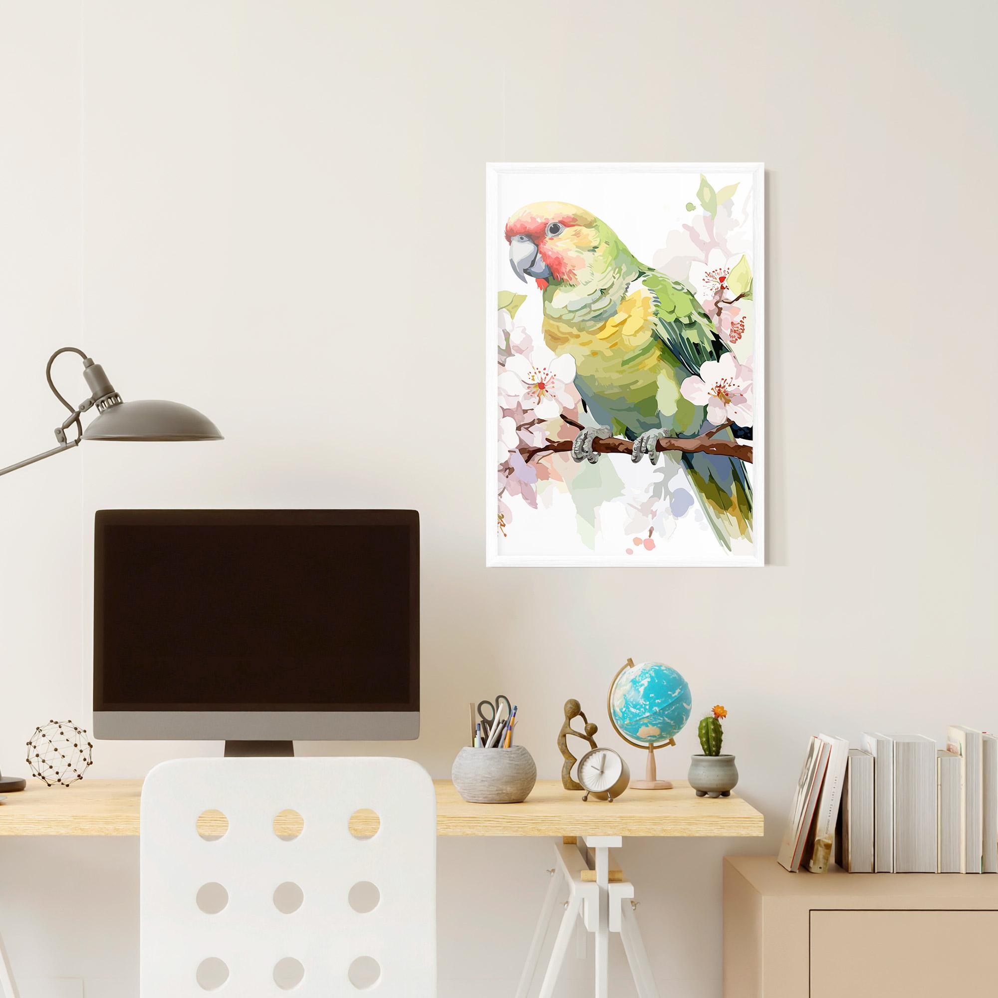 Gerahmte Poster Cute Green Parrot mockup 6