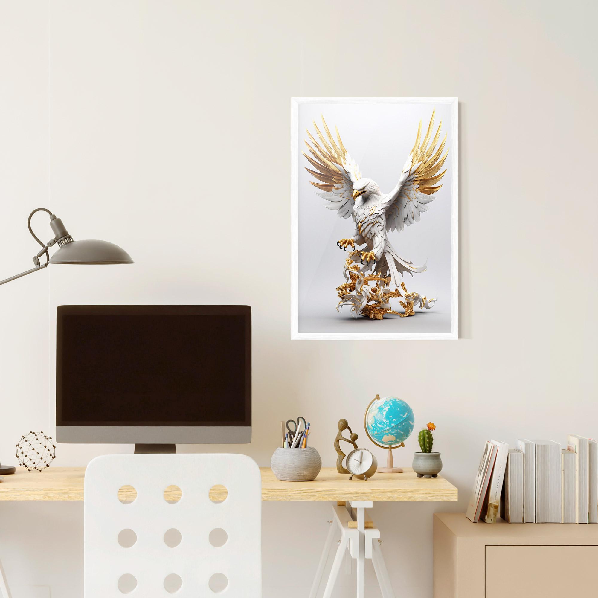 Gerahmte Poster Gold 3d Eagle mockup 6