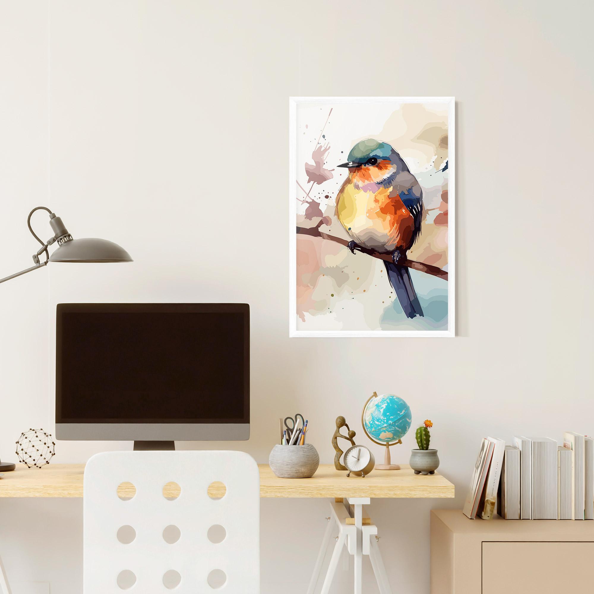 Gerahmte Poster Orange Purple Bird mockup 6