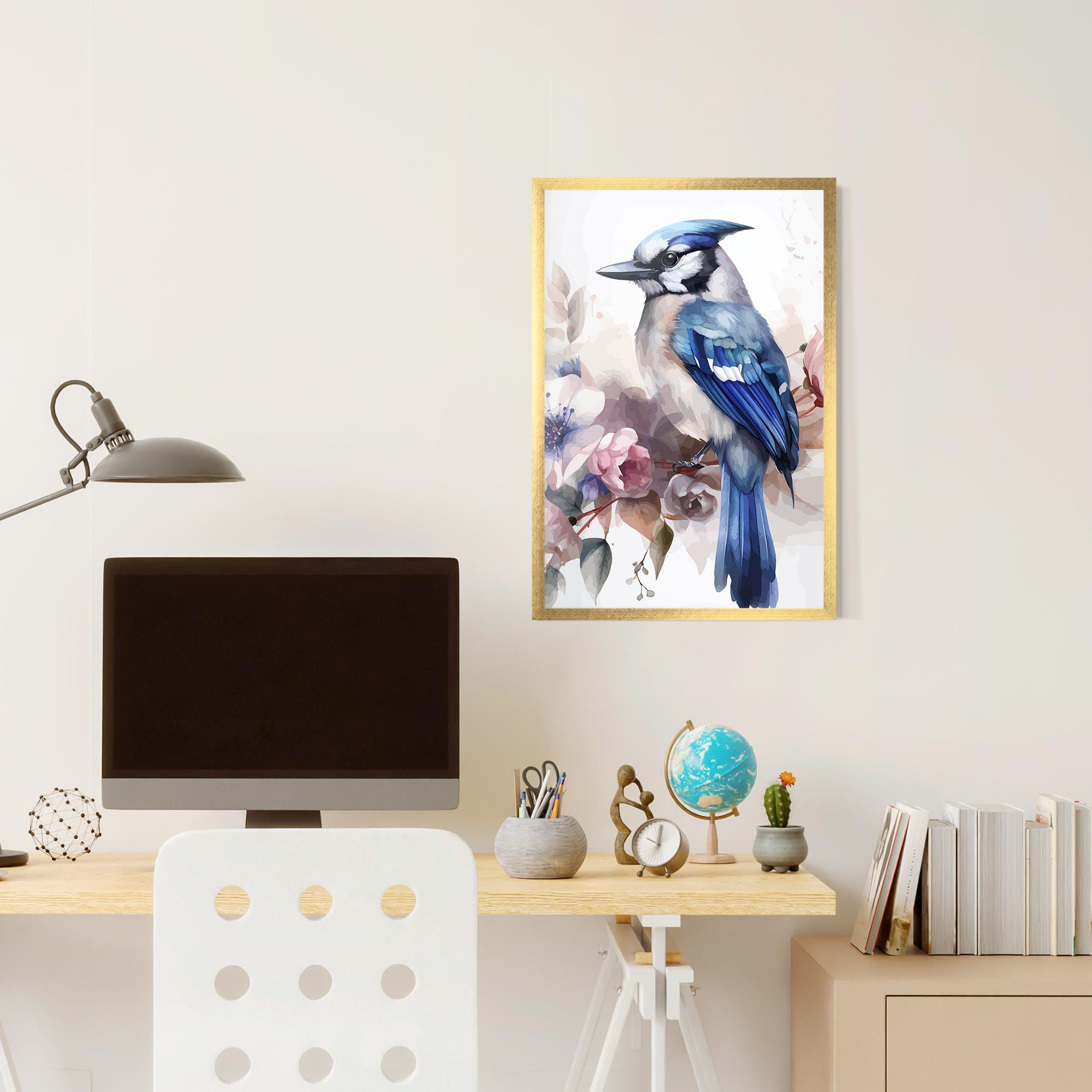 Gerahmte Poster Bird Pretty Blue mockup 6