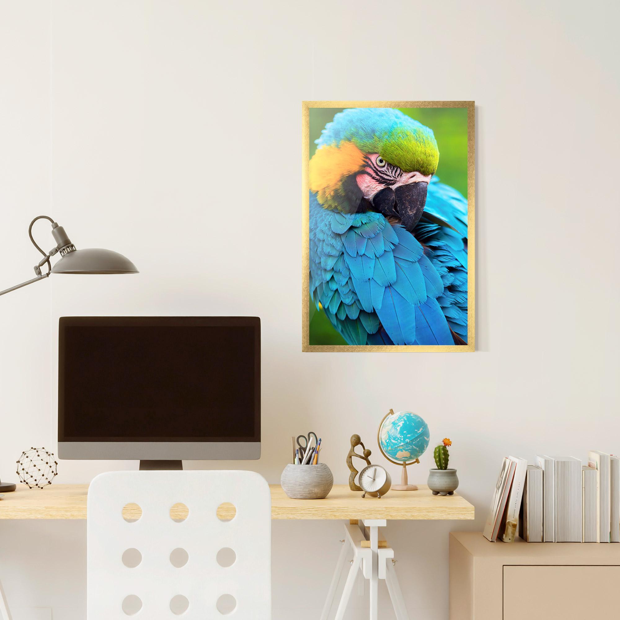 Gerahmte Poster Blue Parrot mockup 6