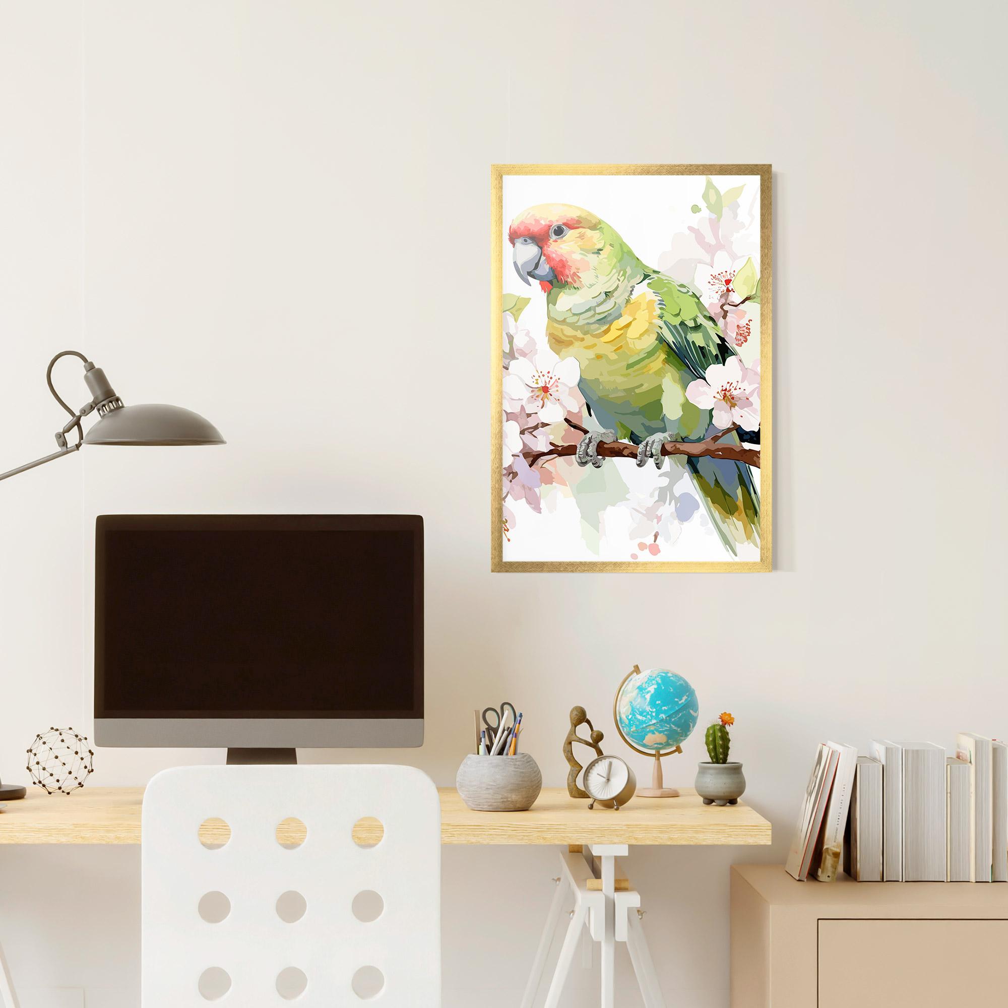 Gerahmte Poster Cute Green Parrot mockup 6