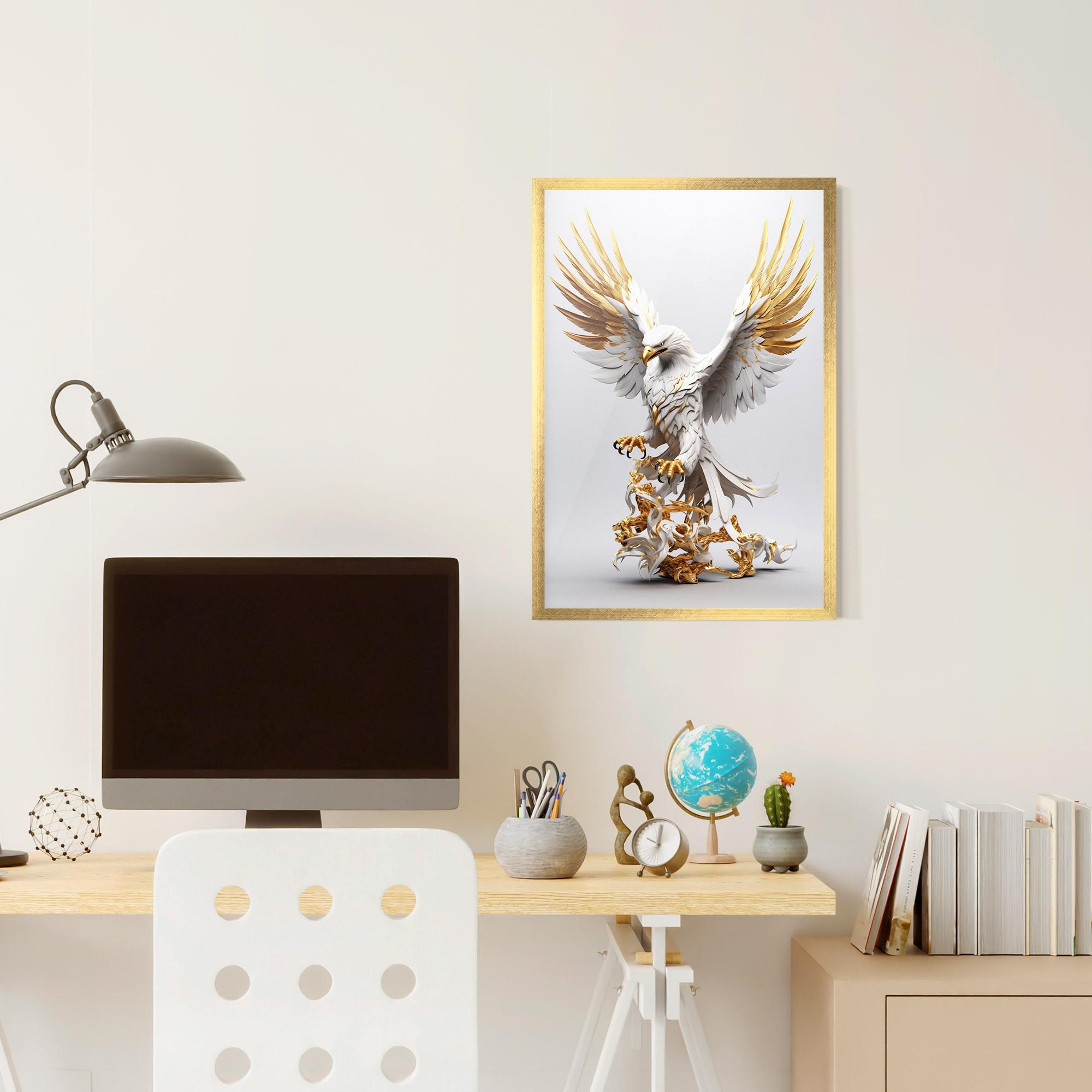 Gerahmte Poster Gold 3d Eagle mockup 6