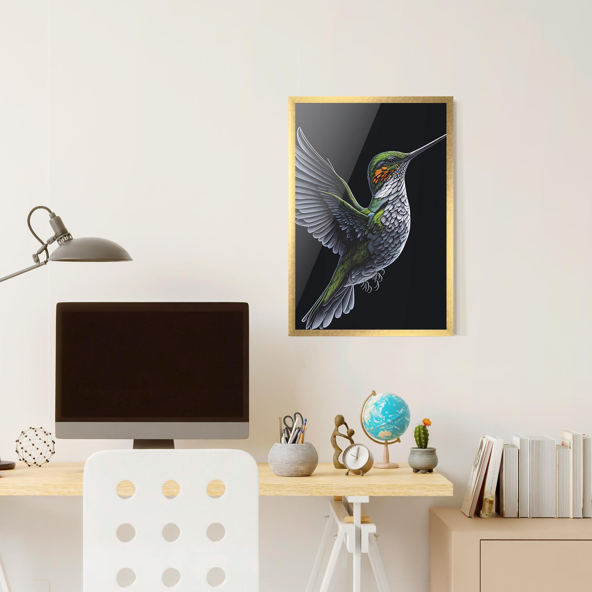 Gerahmte Poster Hummingbird mockup 6