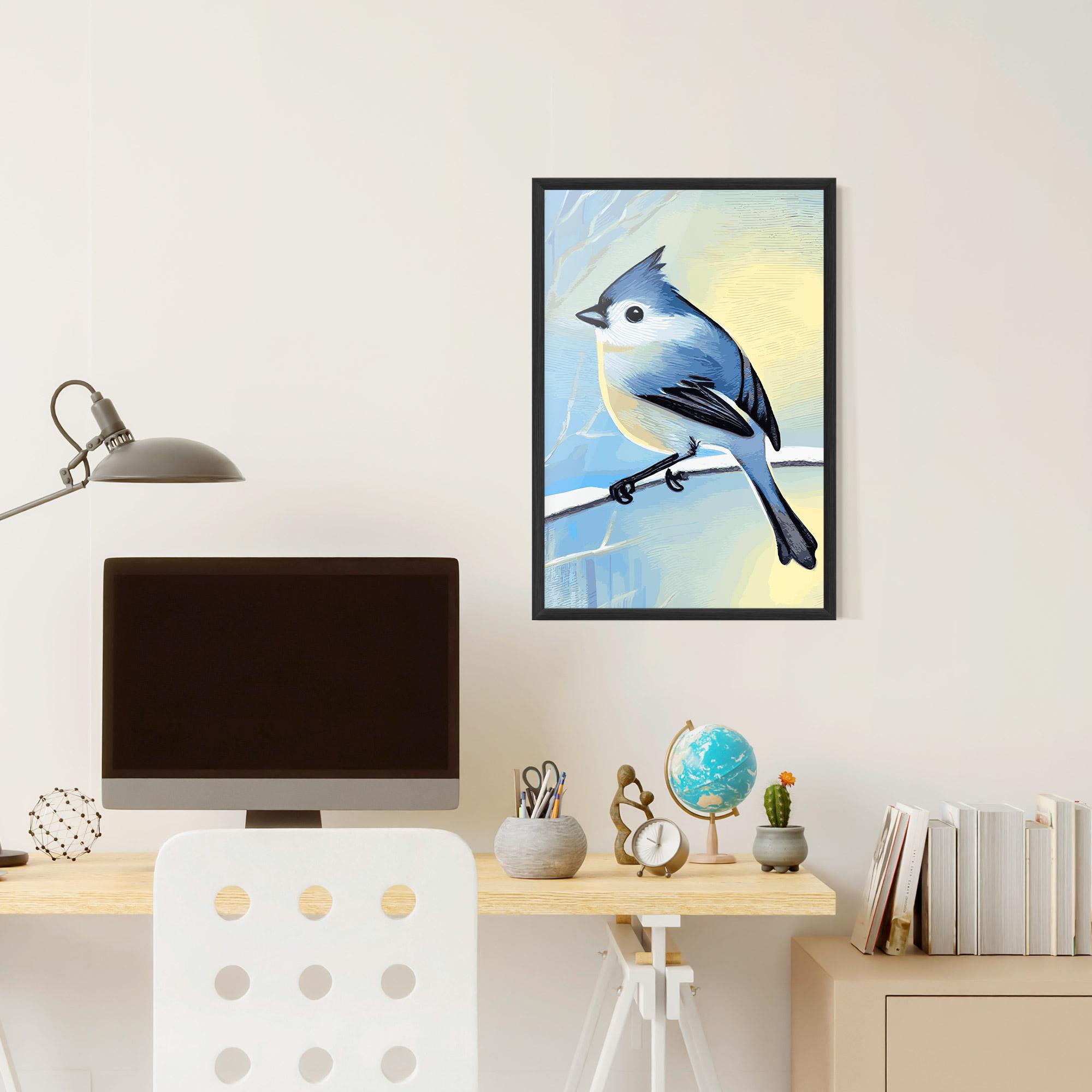 Gerahmte Poster Bird Winter Painting mockup 6