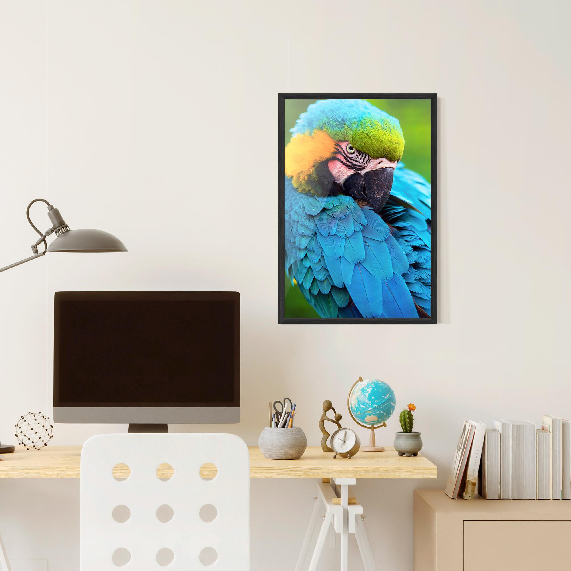 Gerahmte Poster Blue Parrot mockup 6