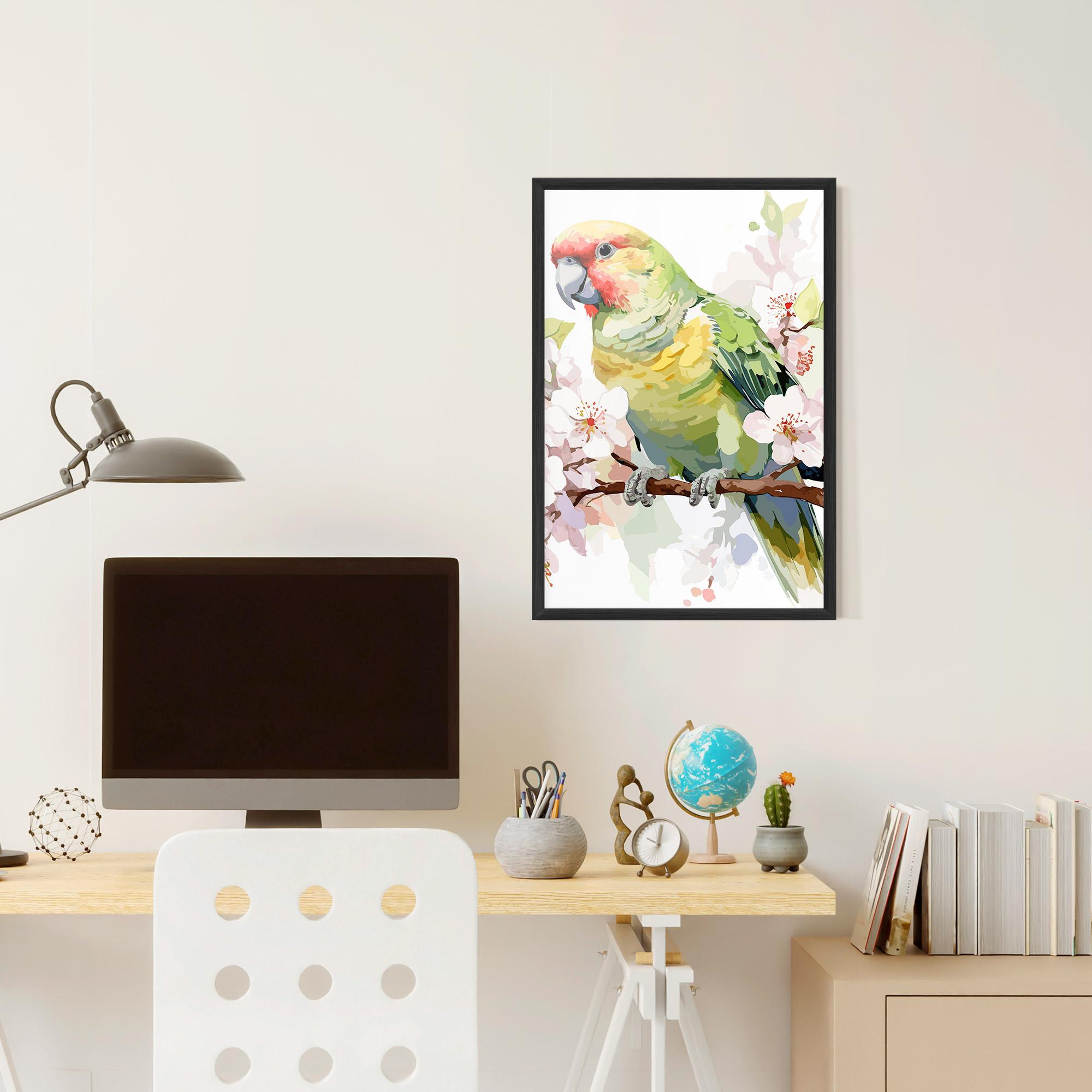 Gerahmte Poster Cute Green Parrot mockup 6