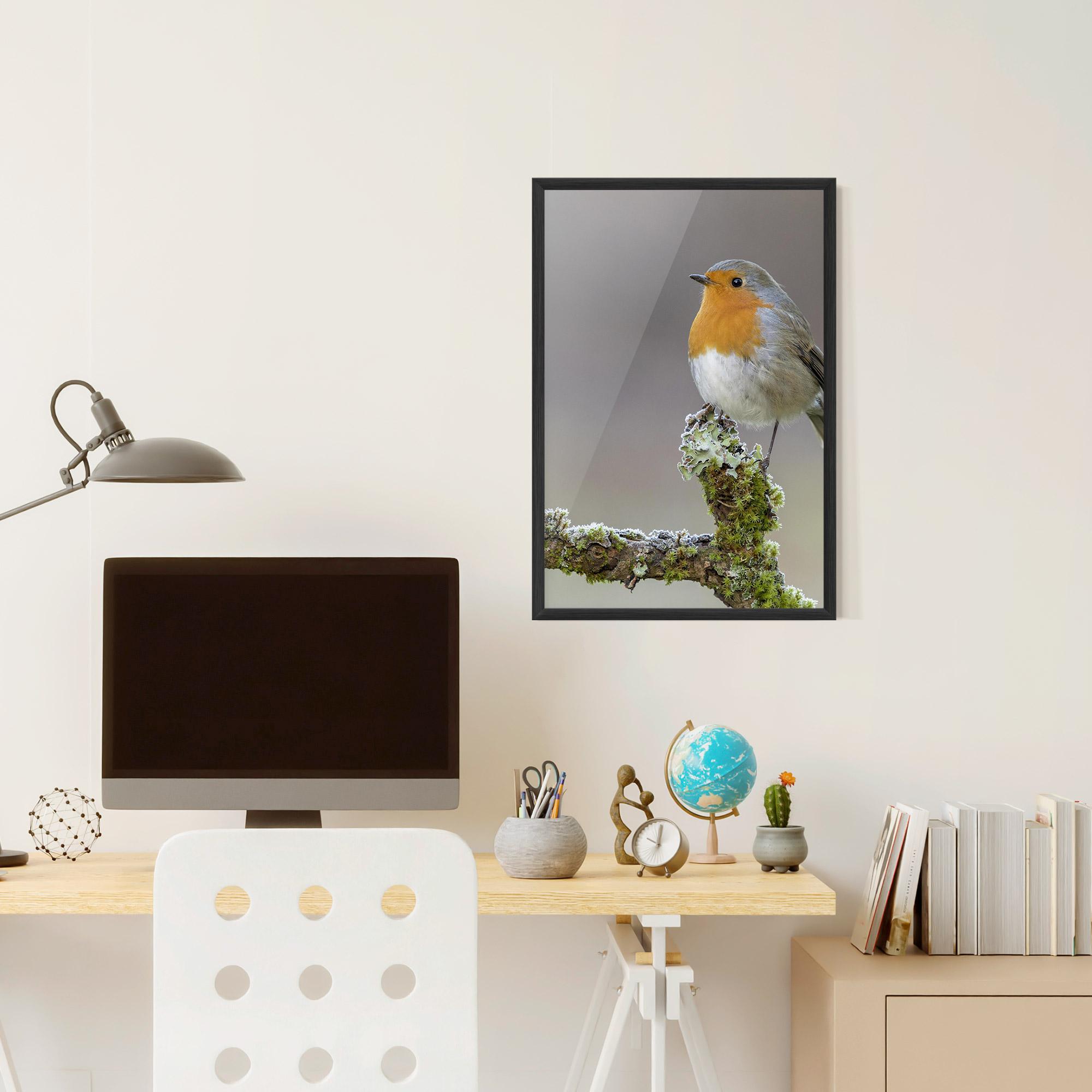 Gerahmte Poster Erithacus Bird mockup 6