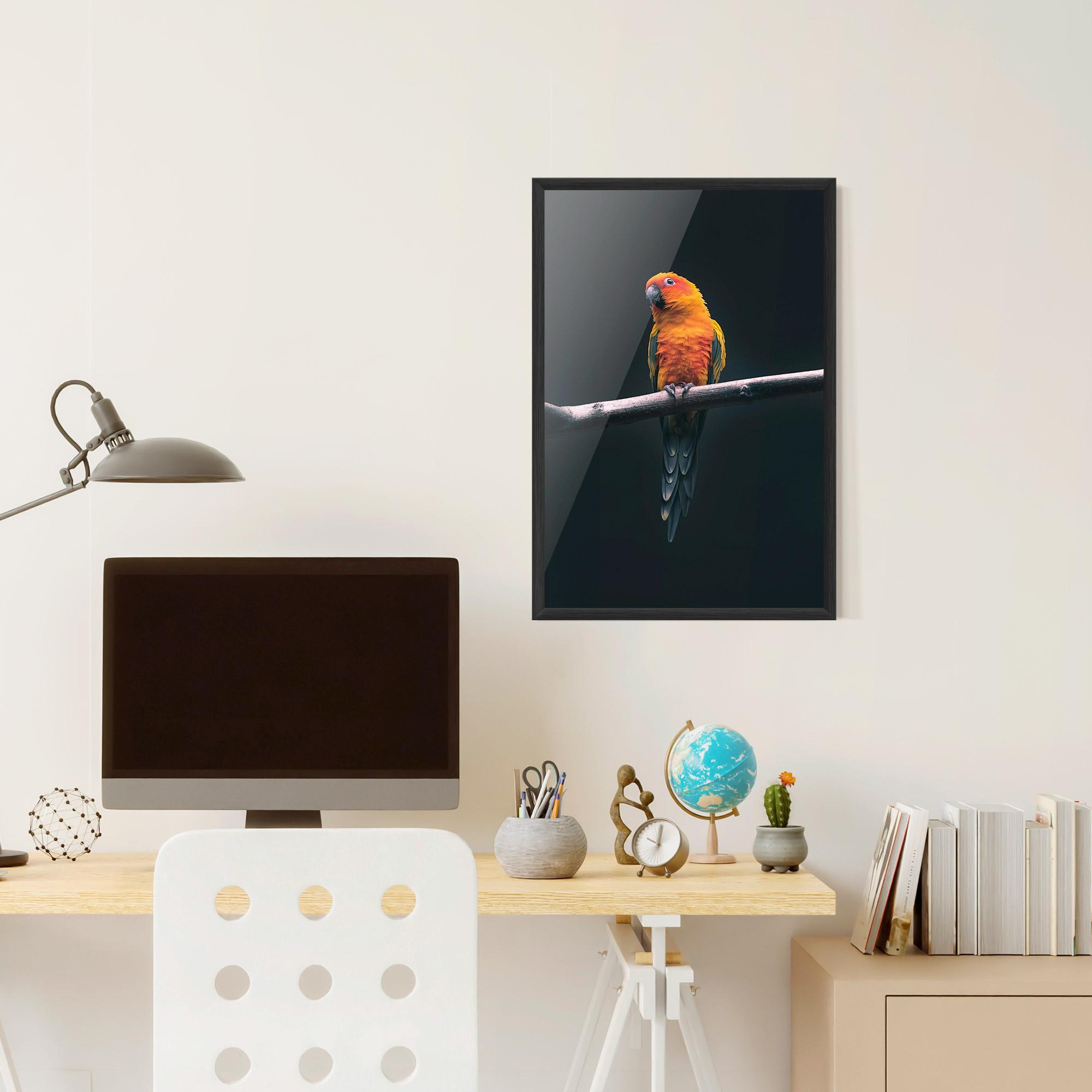 Gerahmte Poster Fire Parrot mockup 6